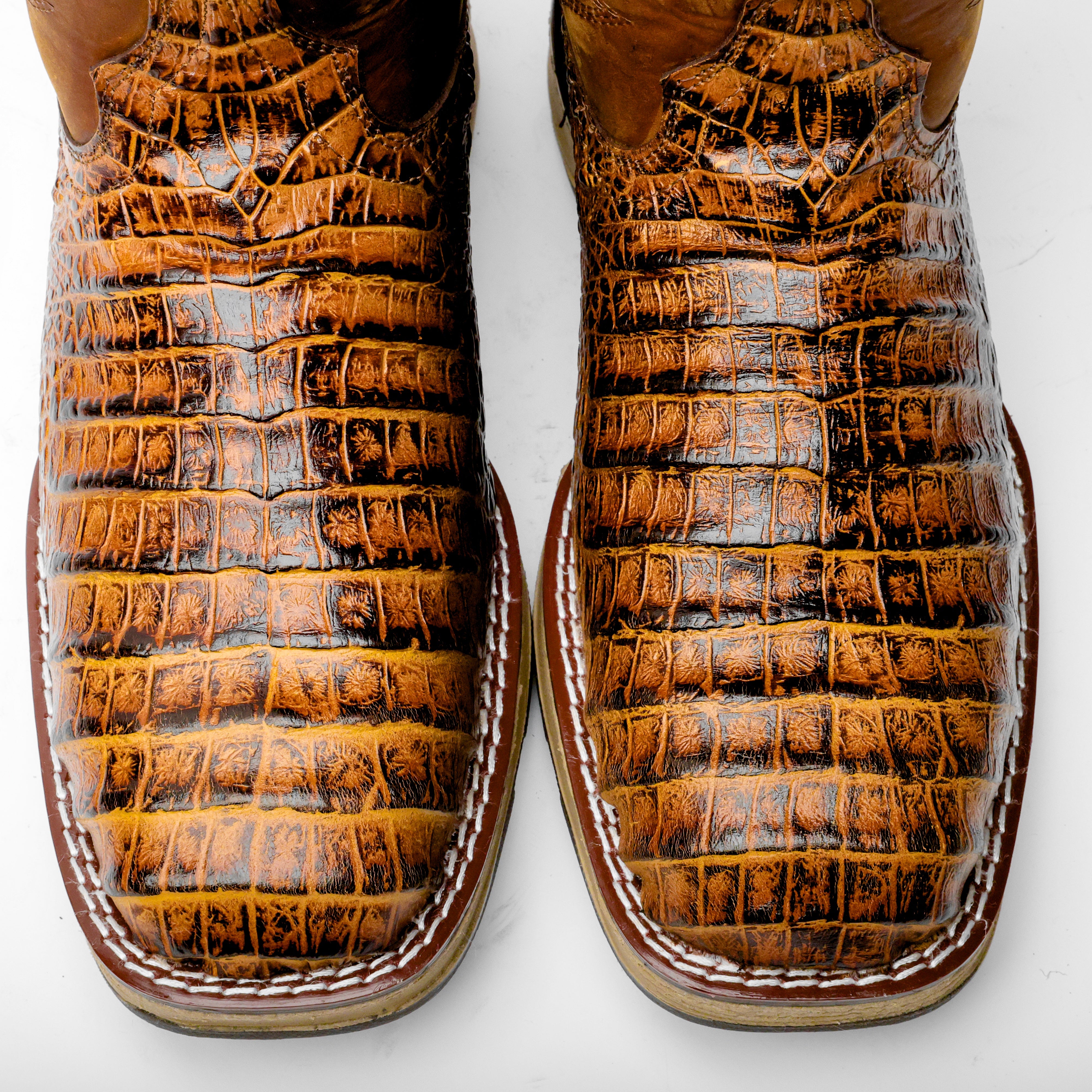Honey Caiman Belly Leather Boots With 3D Lightweight Sole - Composite Toe