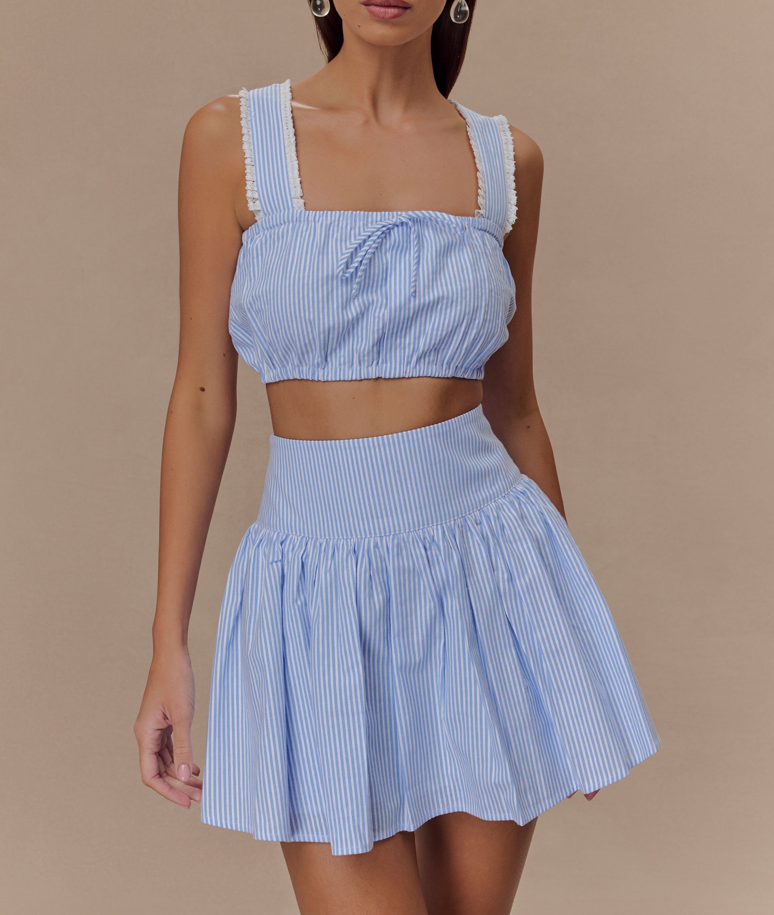 Pinstripe Sleeveless Crop Top