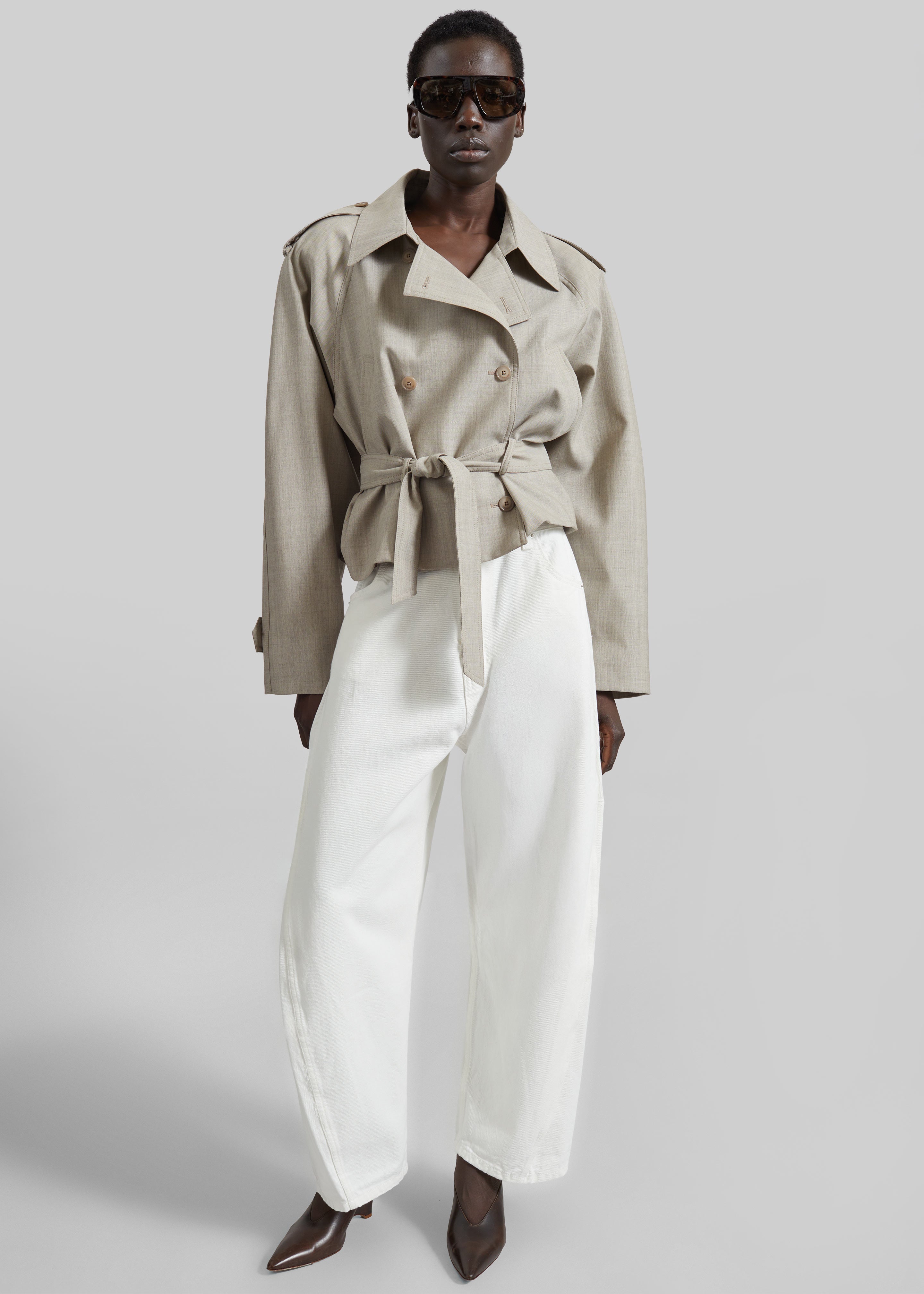 Stan Cropped Trench - Beige Melange