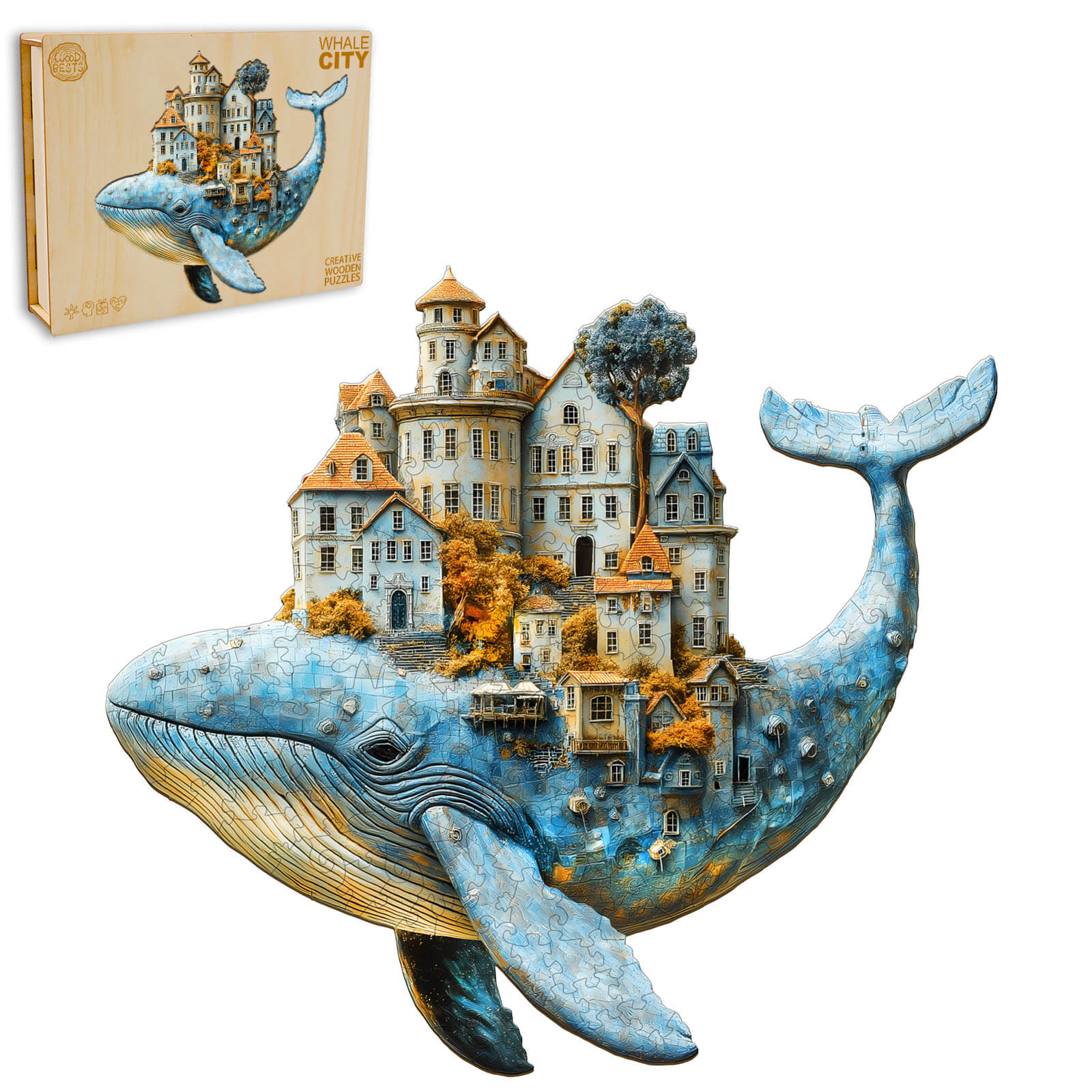 3D Whale City Wooden Jigsaw Puzzle
