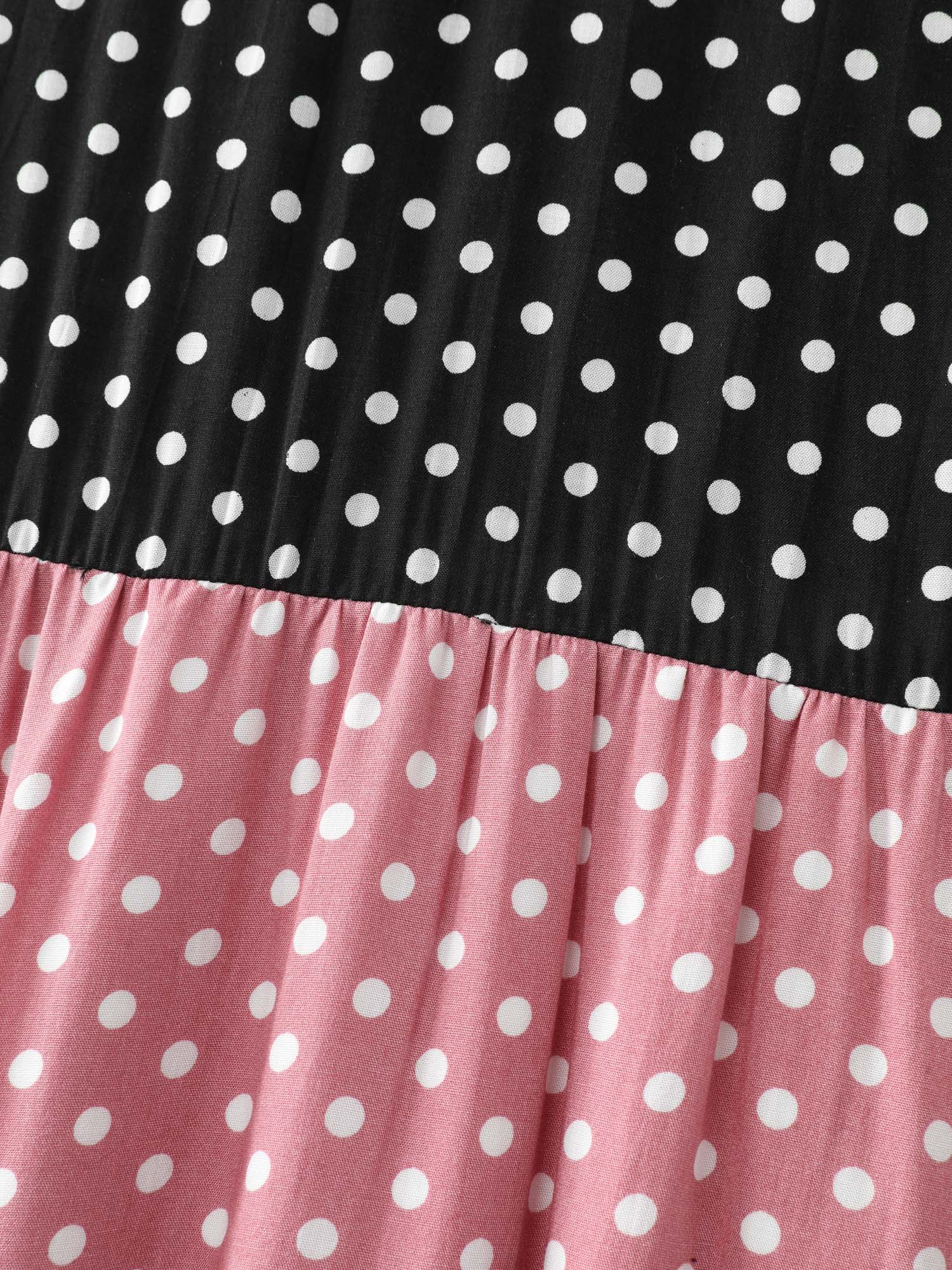 Polka Dots Colorblock Midi Dress