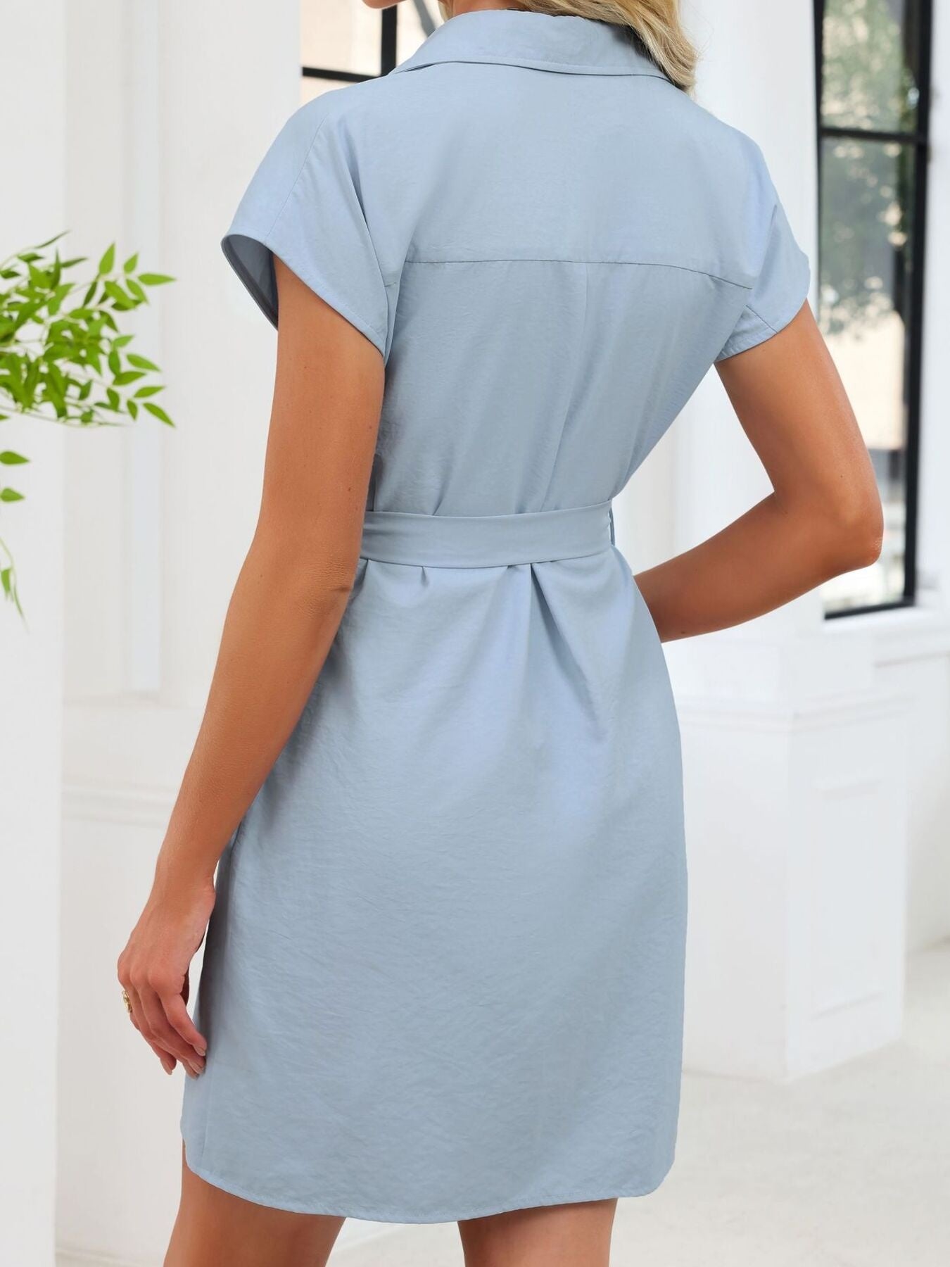 Button Front Short Sleeve Dress