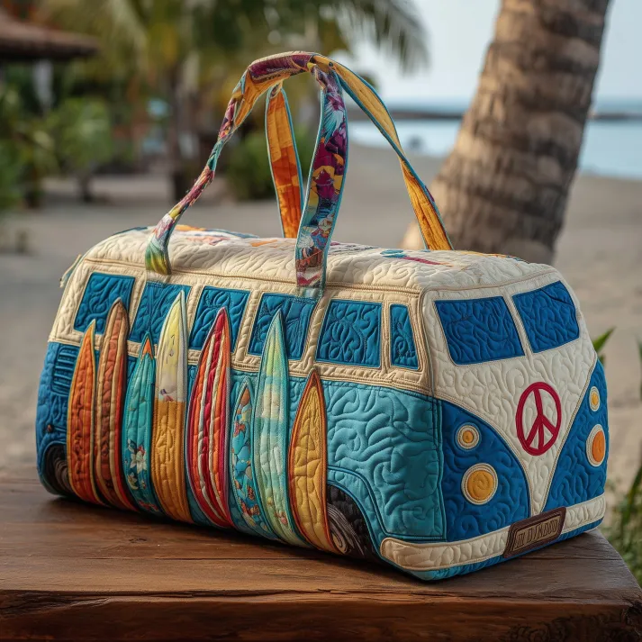Surfboard Parade Camper Quilted Duffle Bag 🏄‍♂️🚐