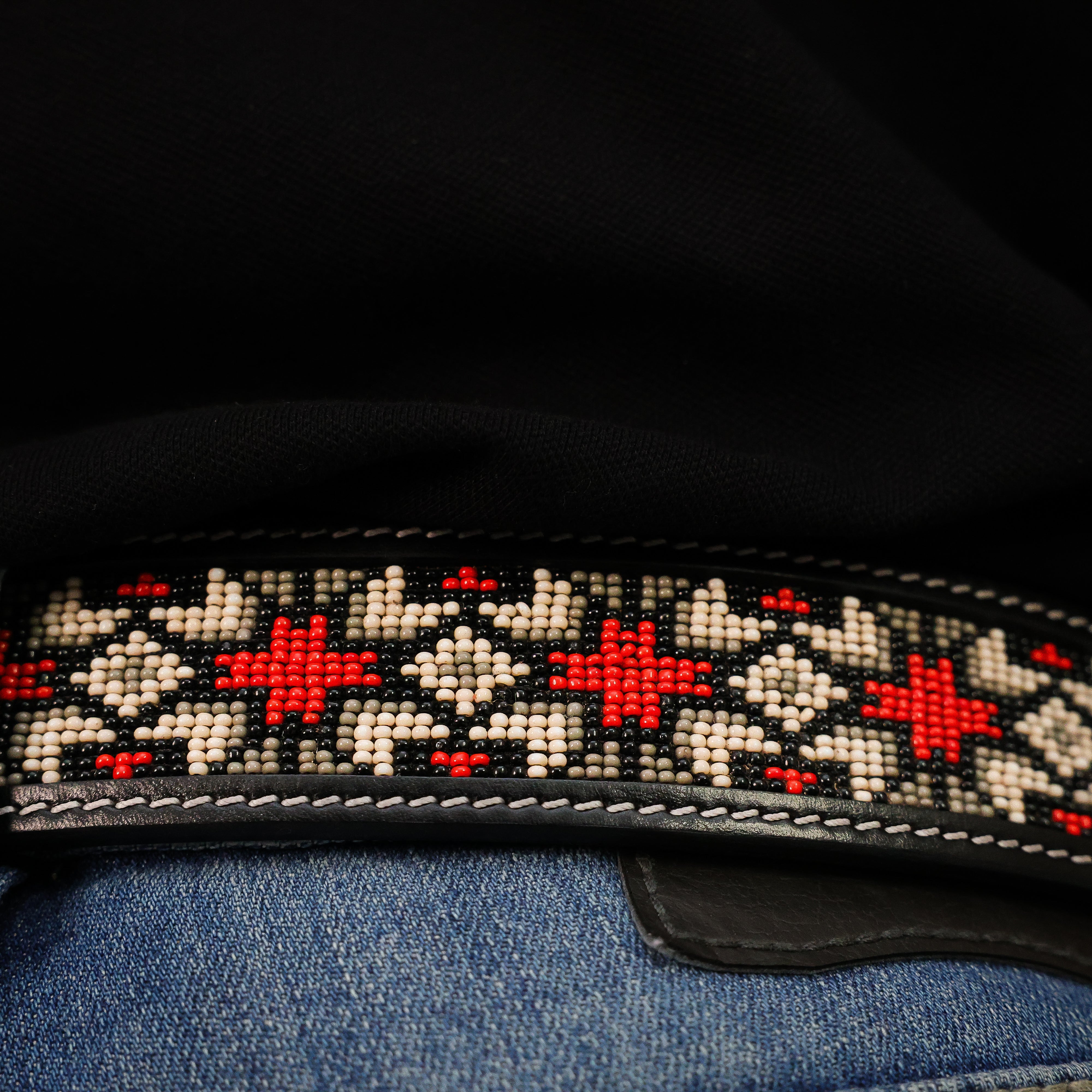 Hand-Tooled Artesanal Beaded Leather Belt