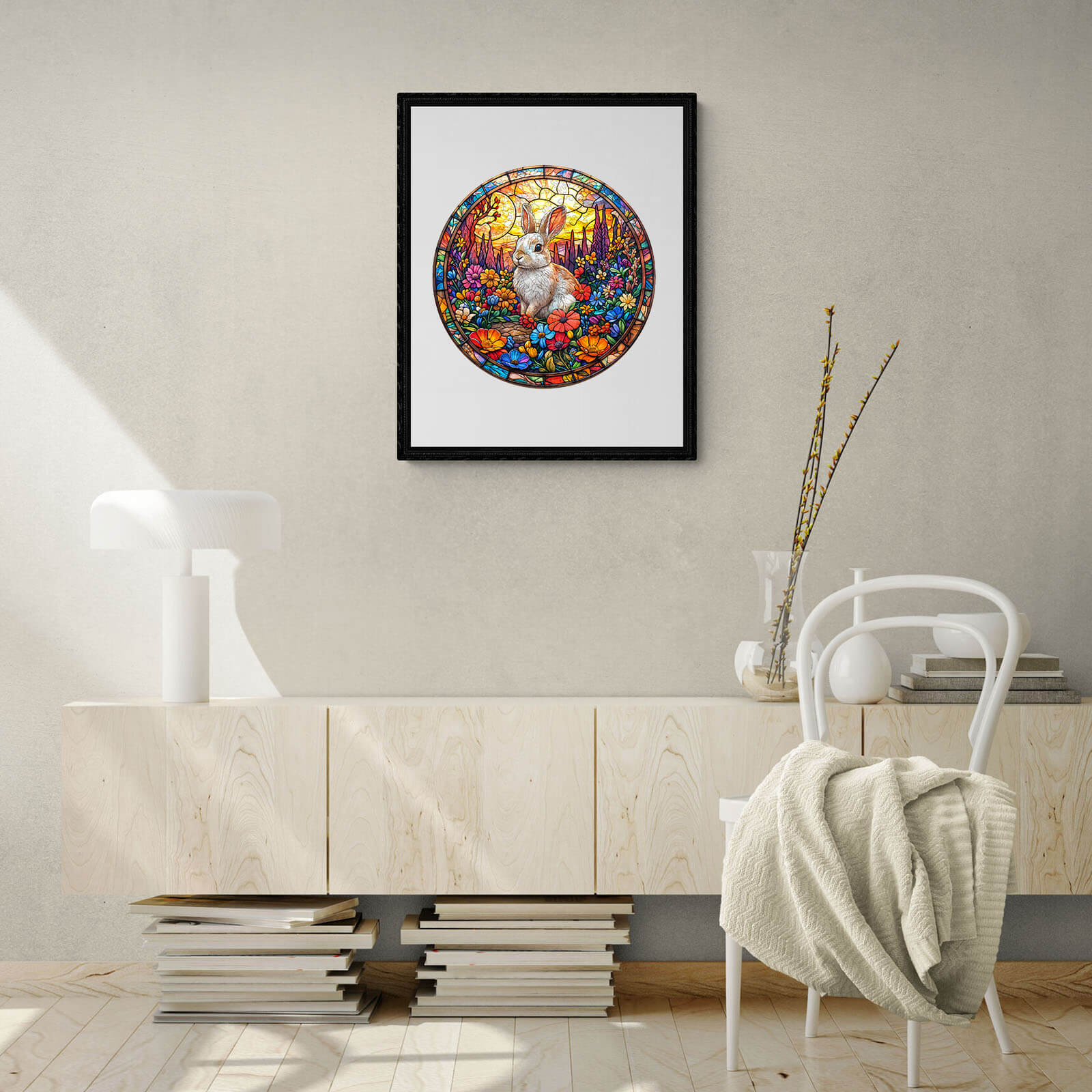 Flower Field Rabbit Wooden Jigsaw Puzzle