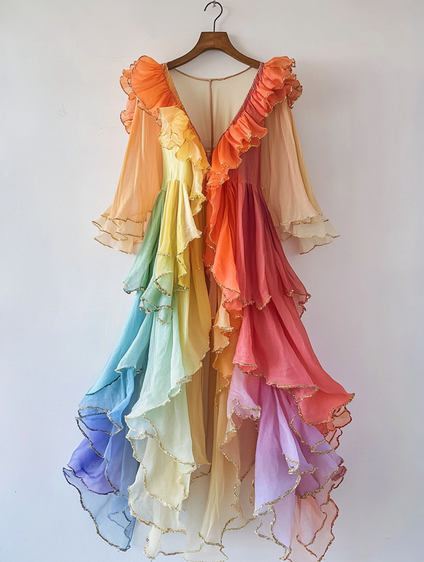 Retro Summer Rainbow Dress 85e0