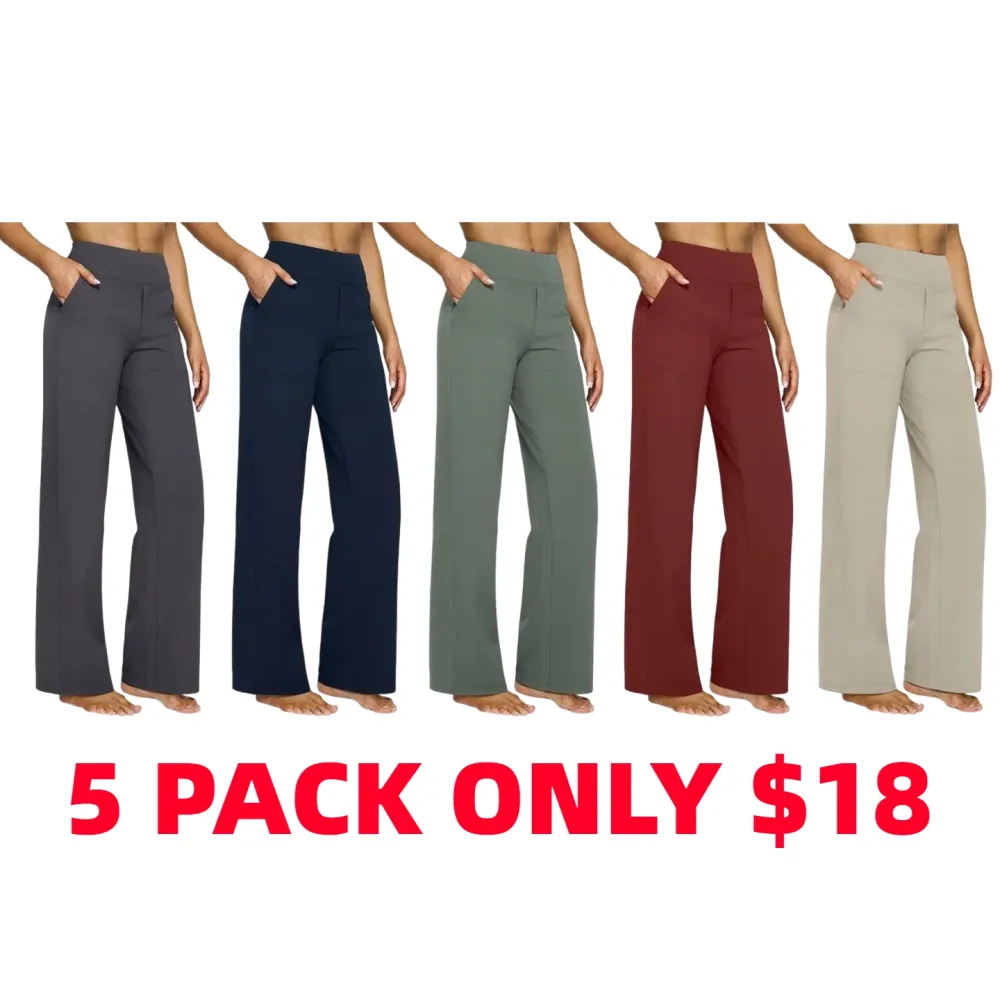 🔥8- PACK Women Loose High-Waist Business Casual Pants