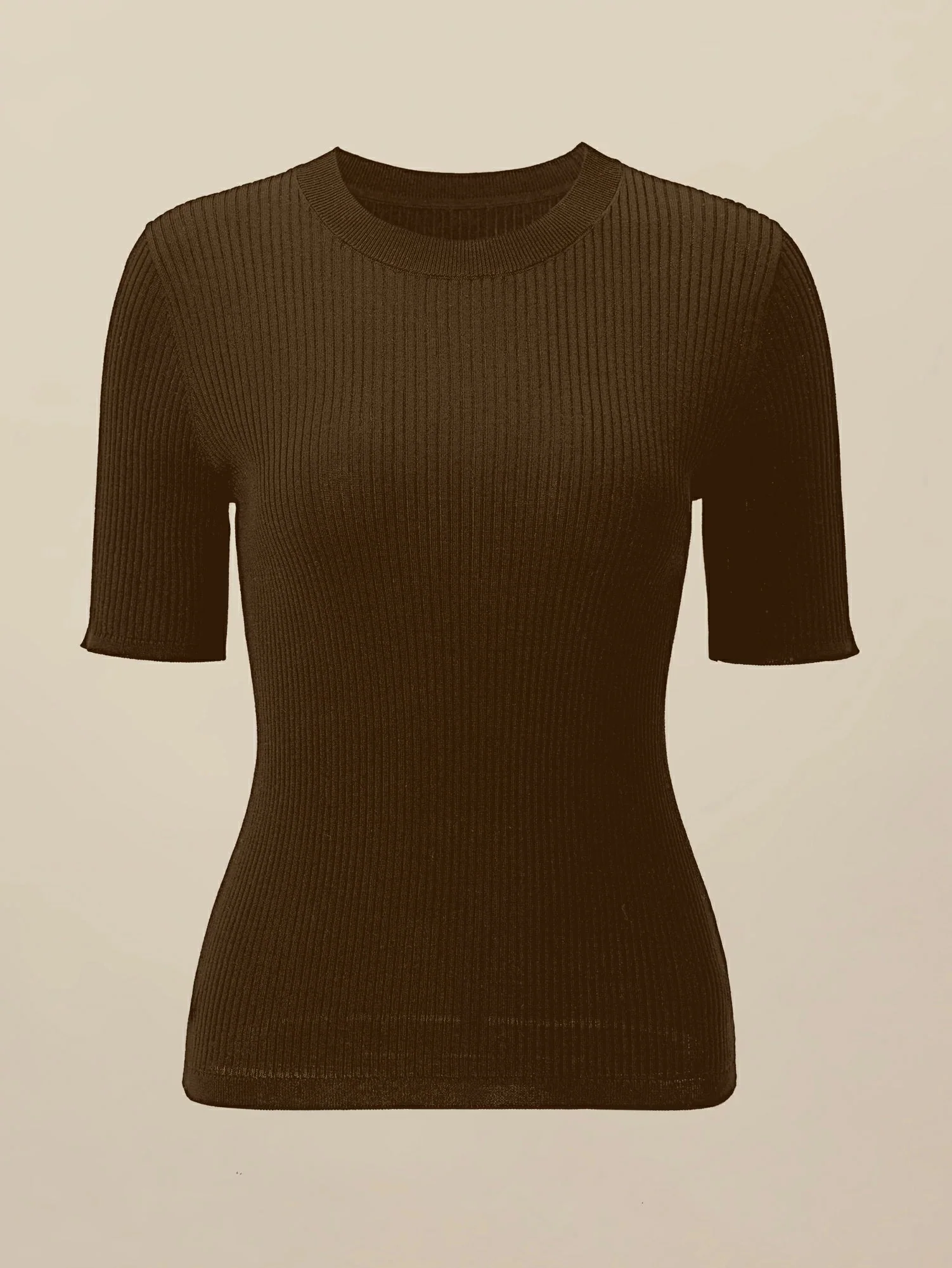 100% Lyocell Ribbed Knit Slim Fit Top