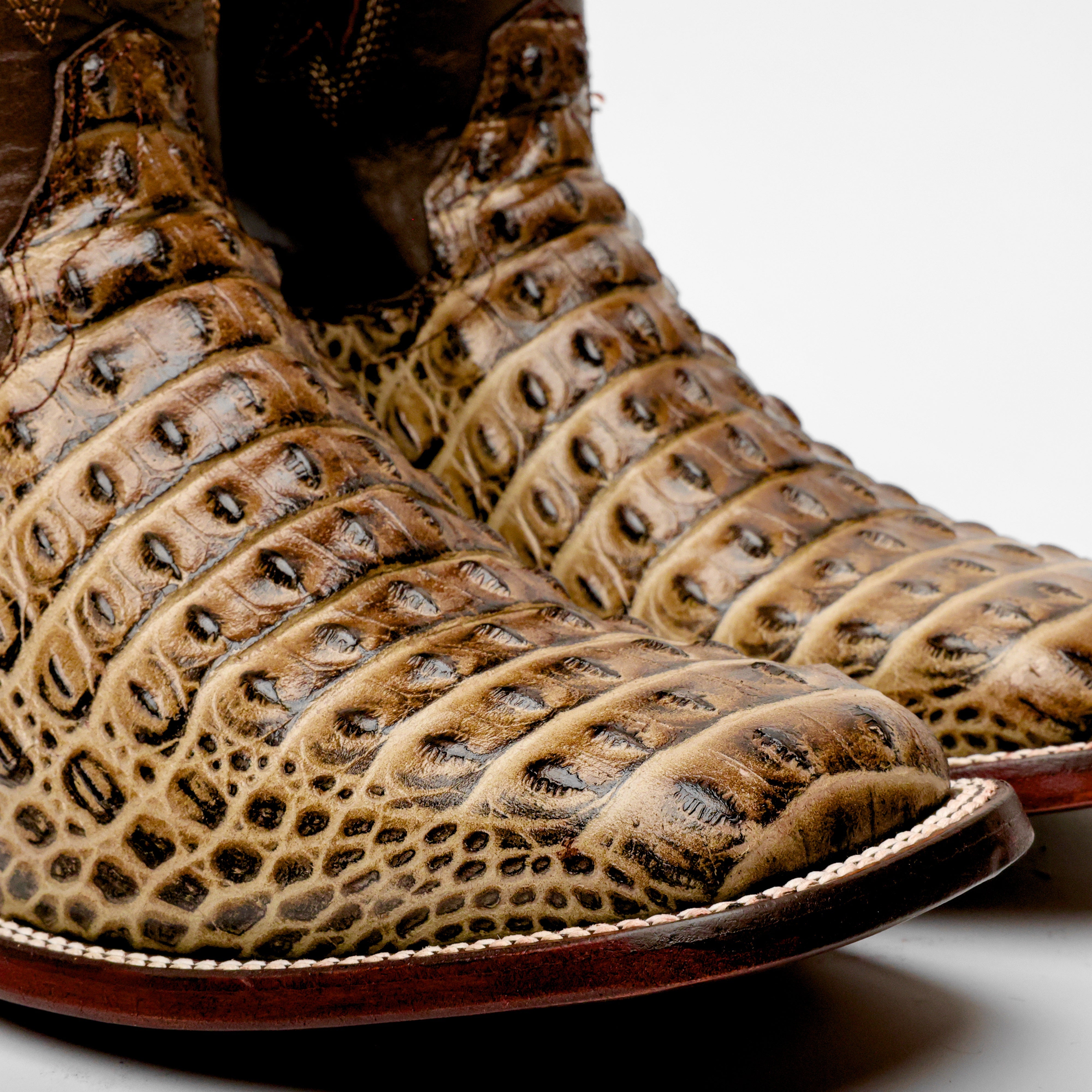 Orix Caiman Hornback Leather Boots - Square Toe