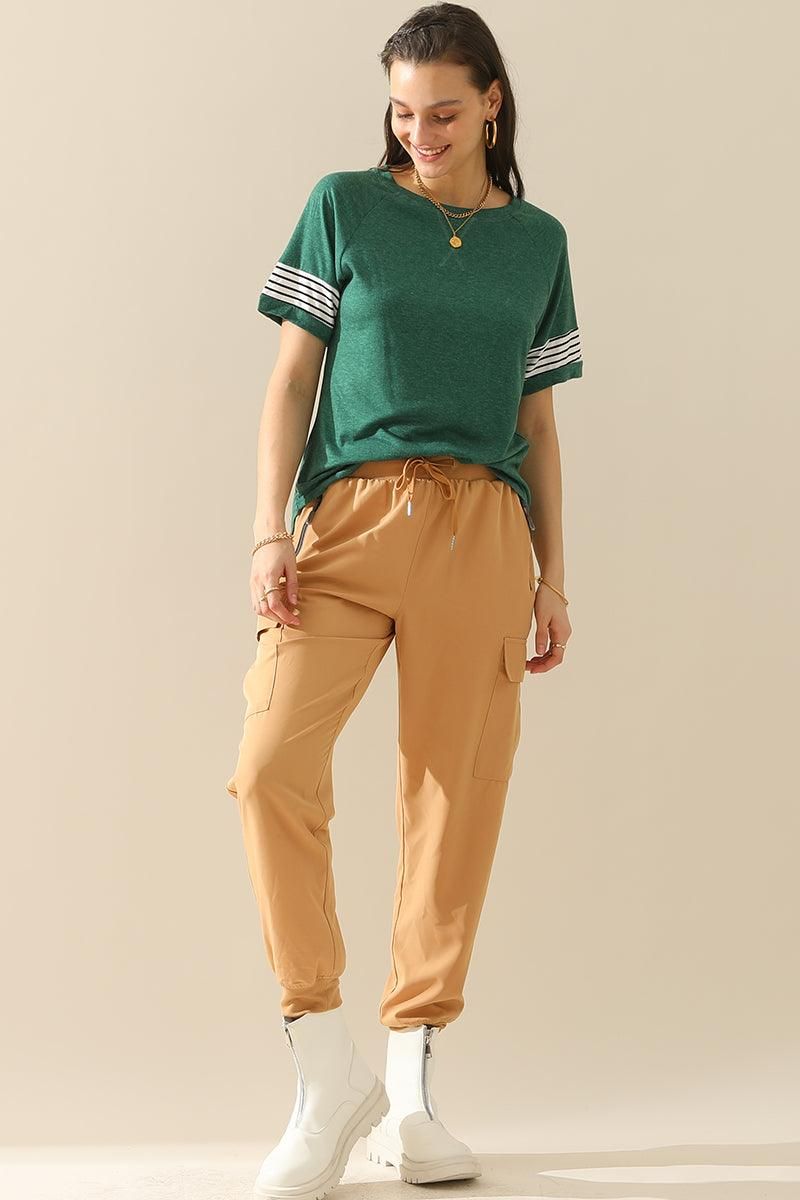 Loose Fit Crewneck Line Point Short Sleeve Tee