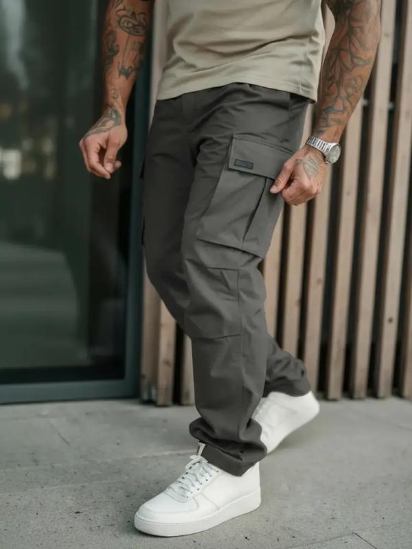 Men's Casual Cargo Pants with Pockets, Woven Fabric, Spring & Fall Wear, Comfortable Fit, Stylish Design for Daily Use