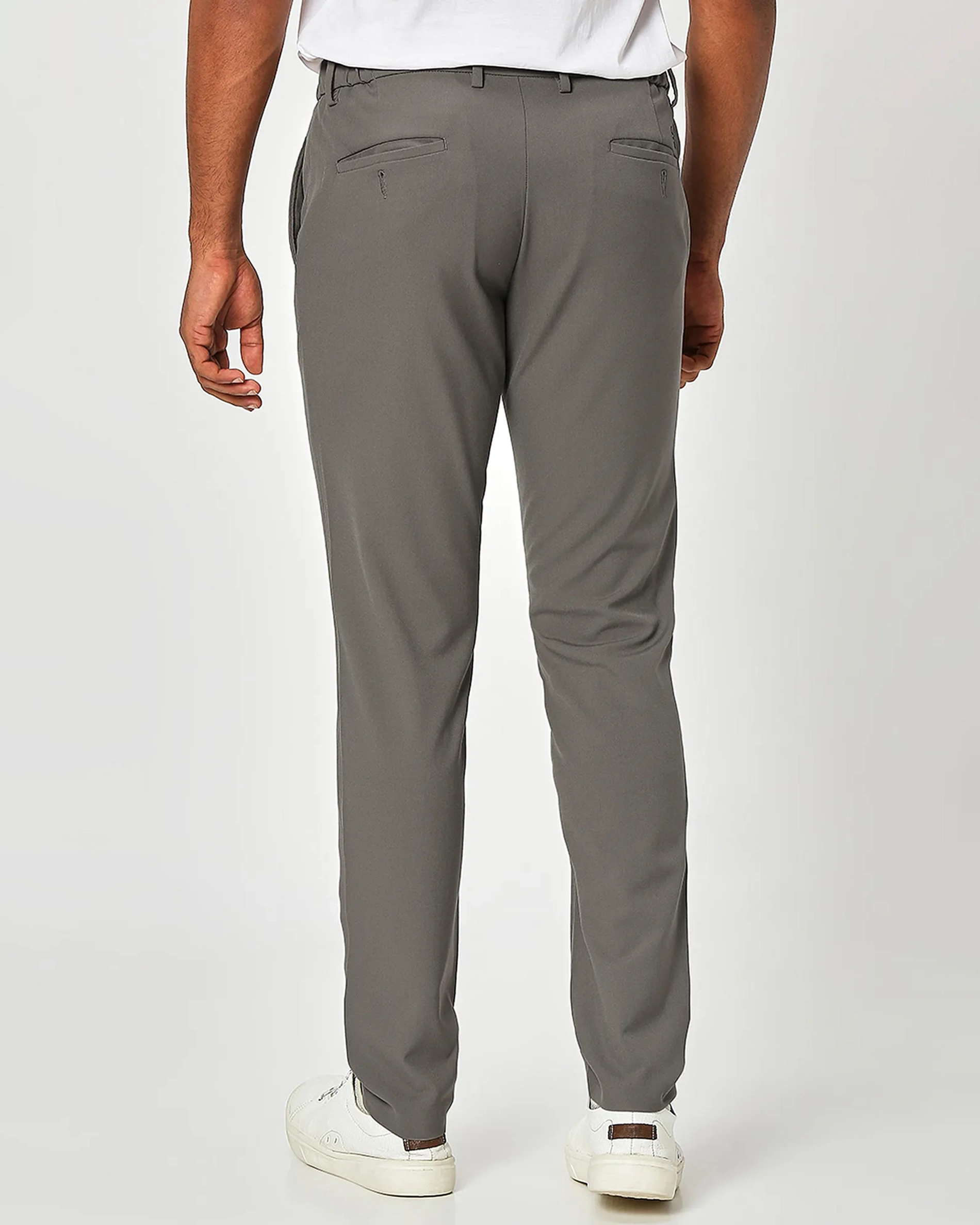 Classic Versatile Slim-Fit Straight-Leg Beige Trousers