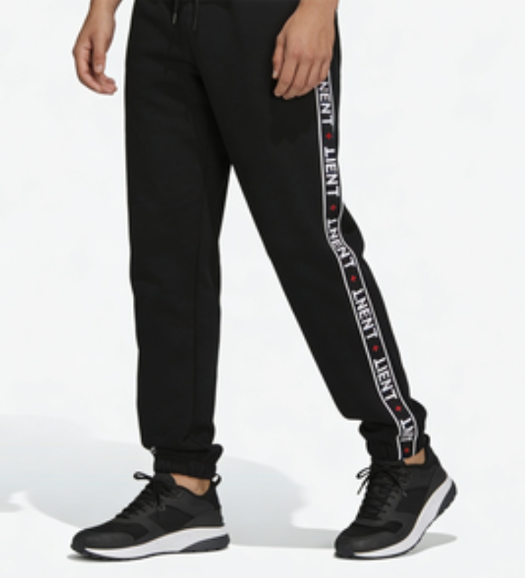 BENT TAPE DETAIL BLACK TRACK PANTS - Trendy Leisure