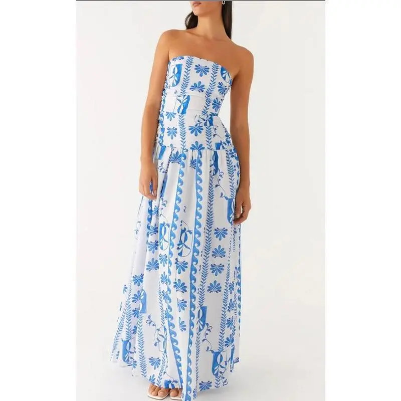 Women's Ruched Backless Boat-Neck Tube Dress