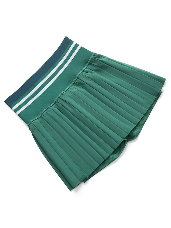 High-Waist Threaded Quick-Dry Sports Skirt With Built-In Shorts