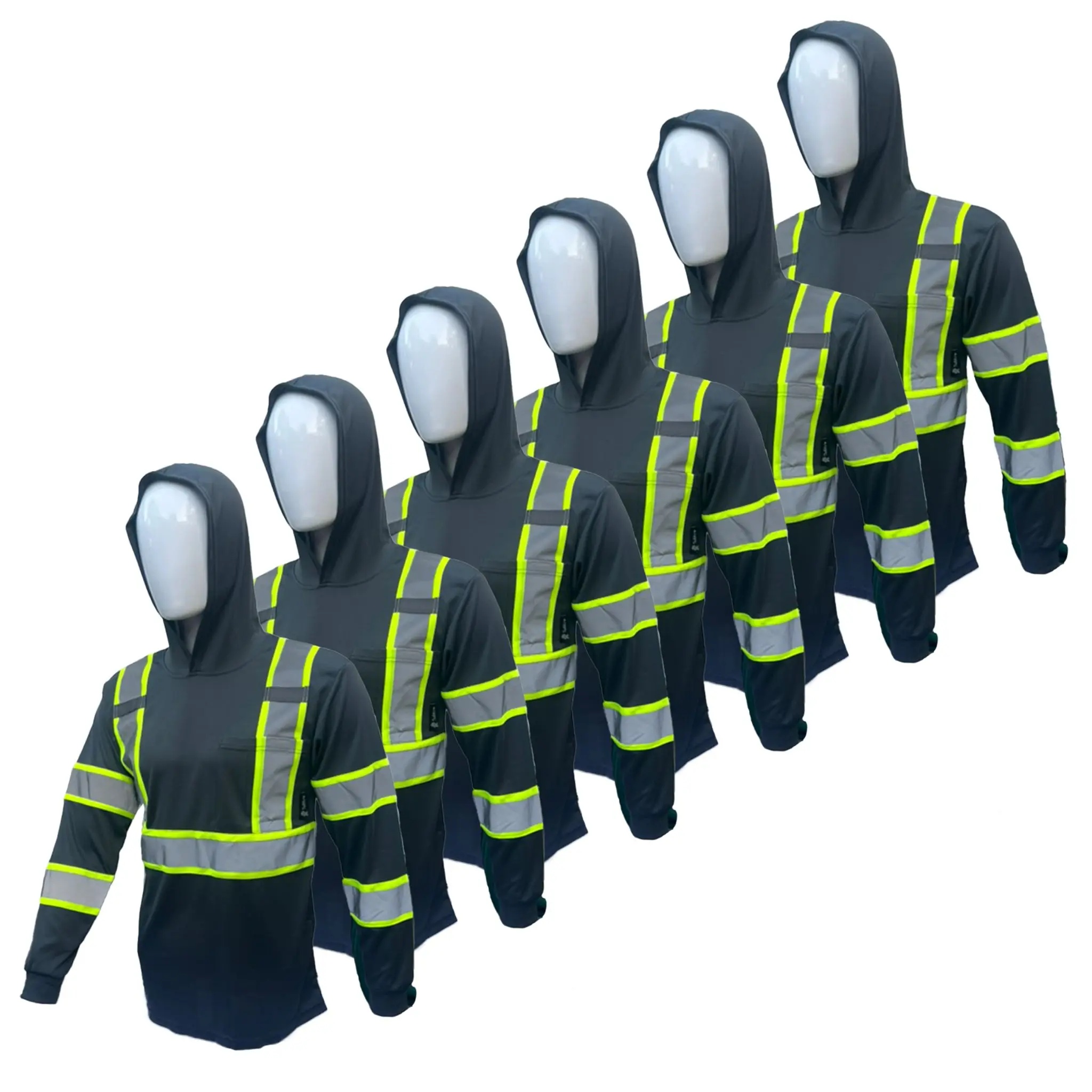 12/6 PACK SHIRT High Visibility Long Sleeve Safety Shirt with hoodie