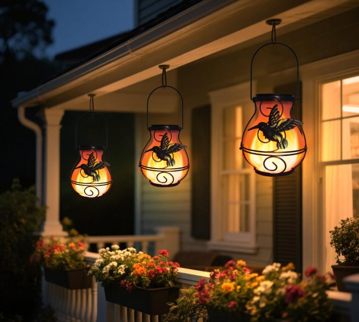 Hummingbird Flame Solar Lights (Set of 2)  Natures Fireflies, Captured in Your Garden