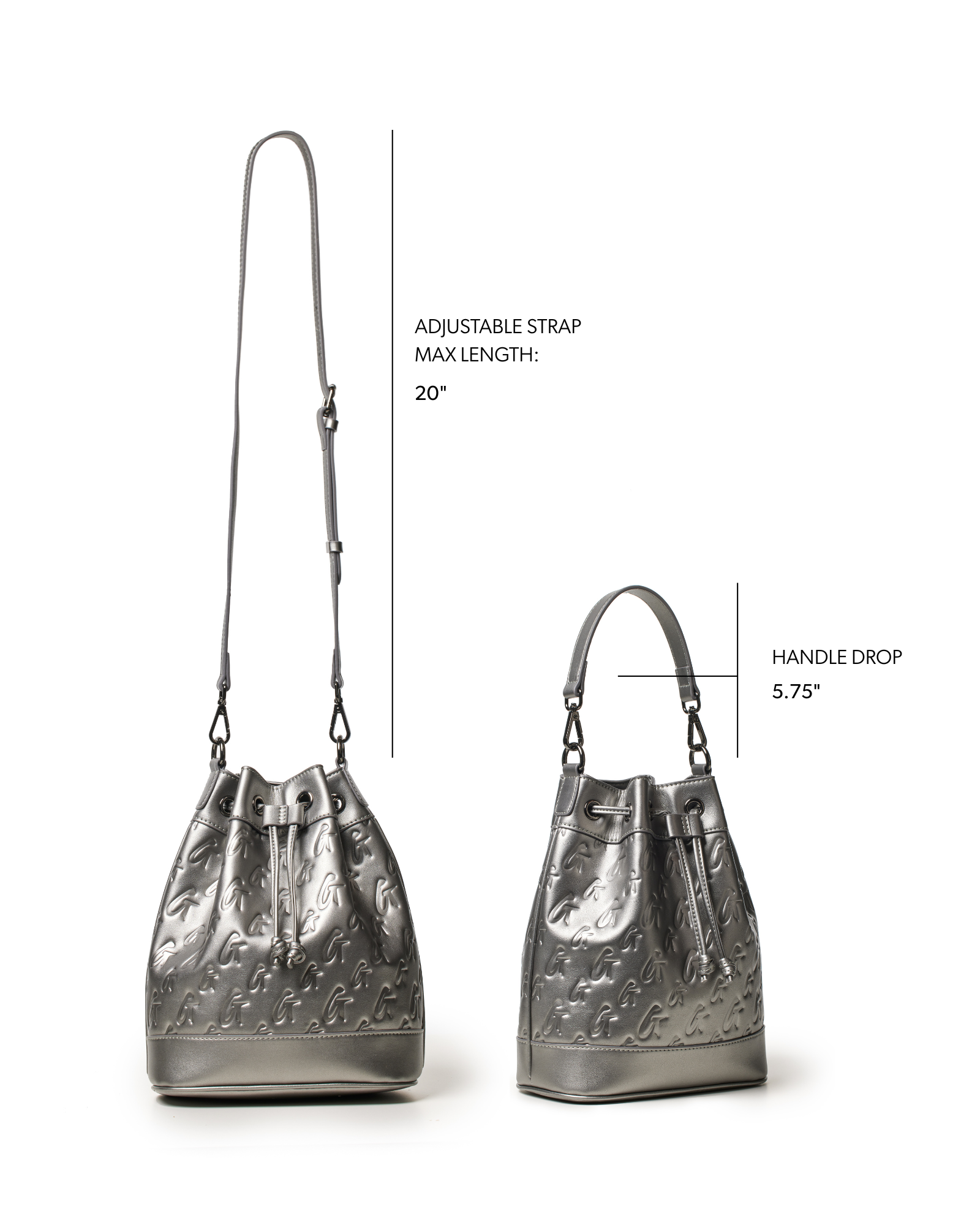 MEDIUM MONOGRAM BUCKET BAG - PLATINUM