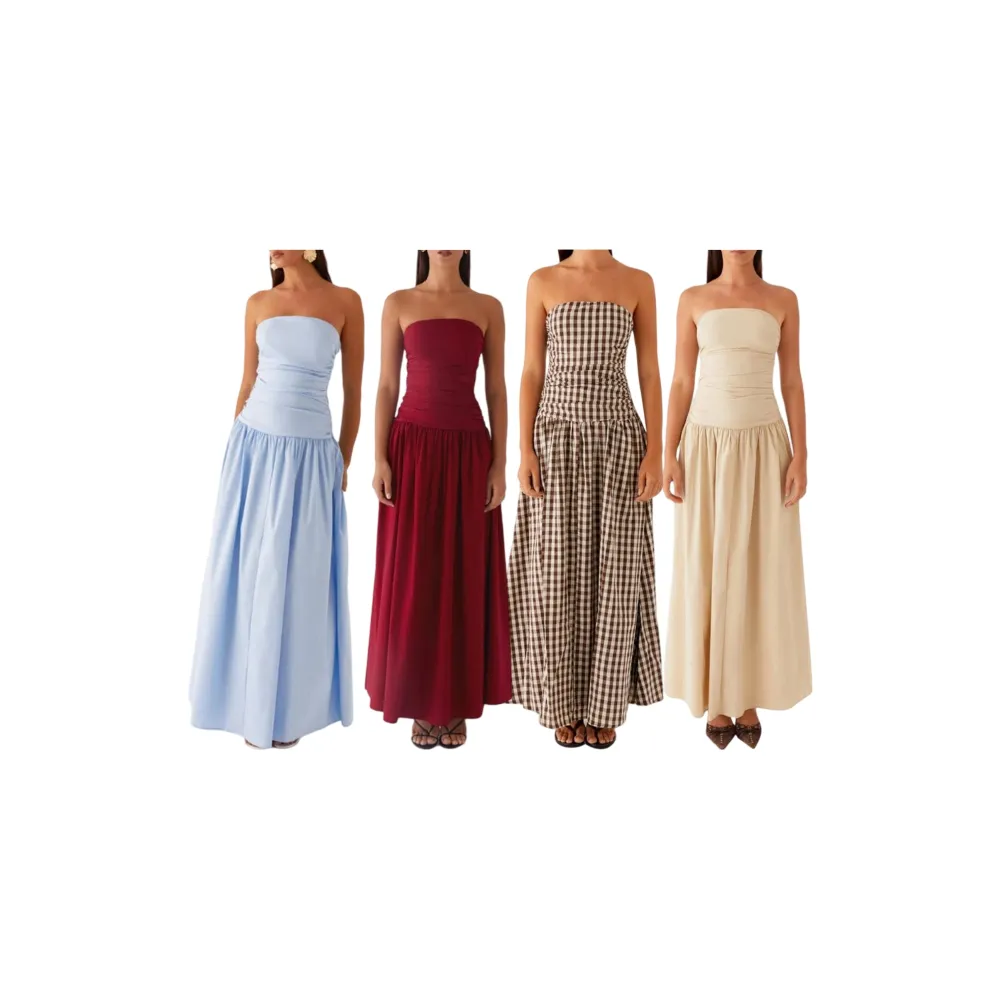 Women's Ruched Backless Boat-Neck Tube Dress