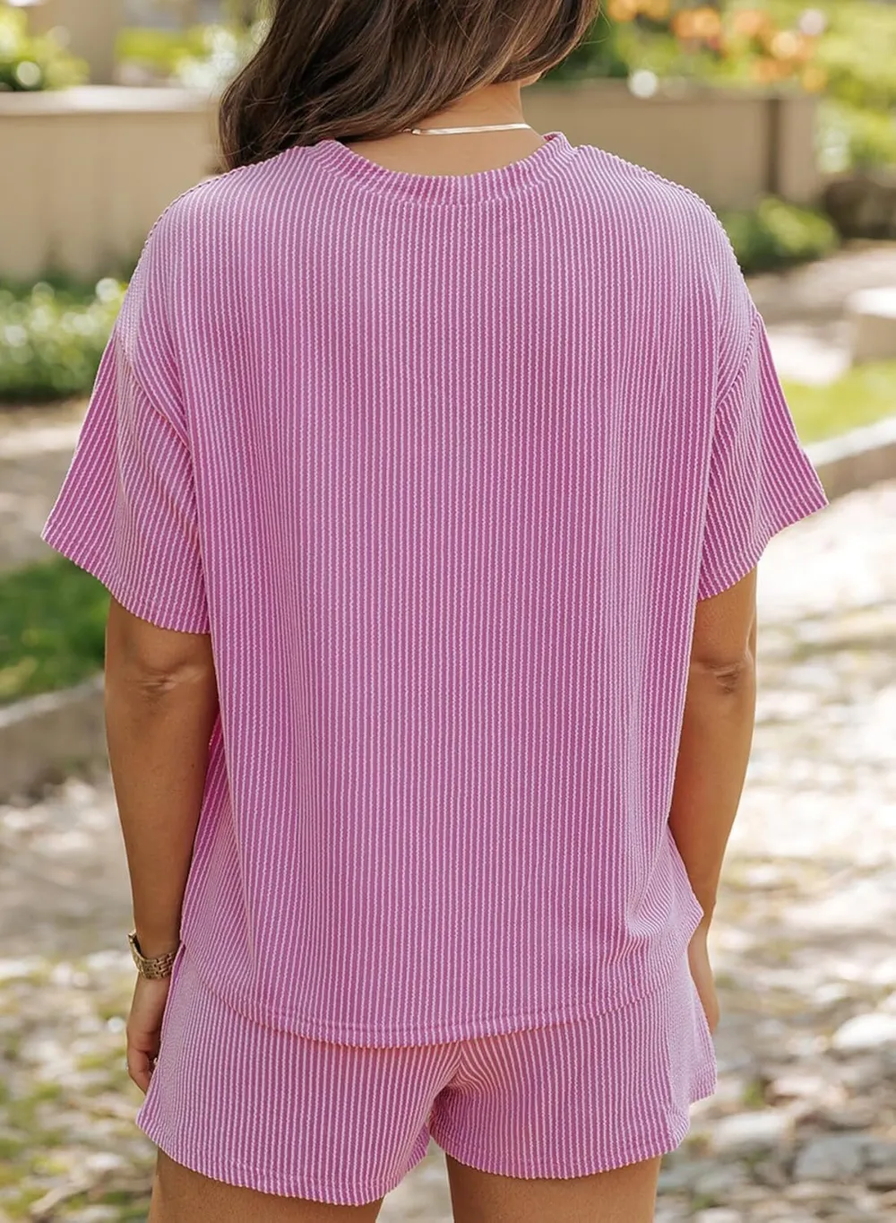 🧡Summer Hot Sale💥Women's Solid Textured Pocket Shorts Set