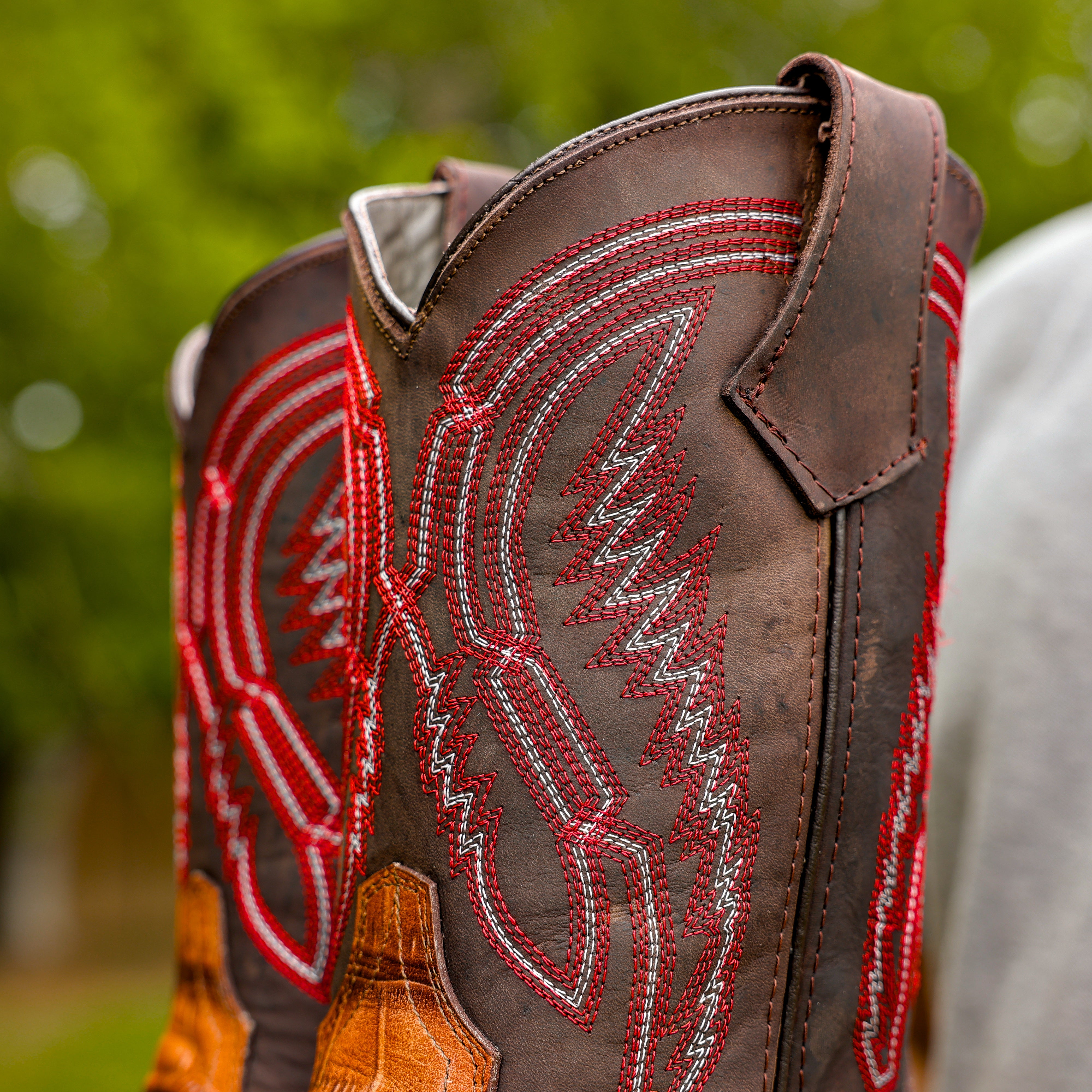 Cognac American Gator Belly Leather Boots With Lightweight Soles - Square Toe