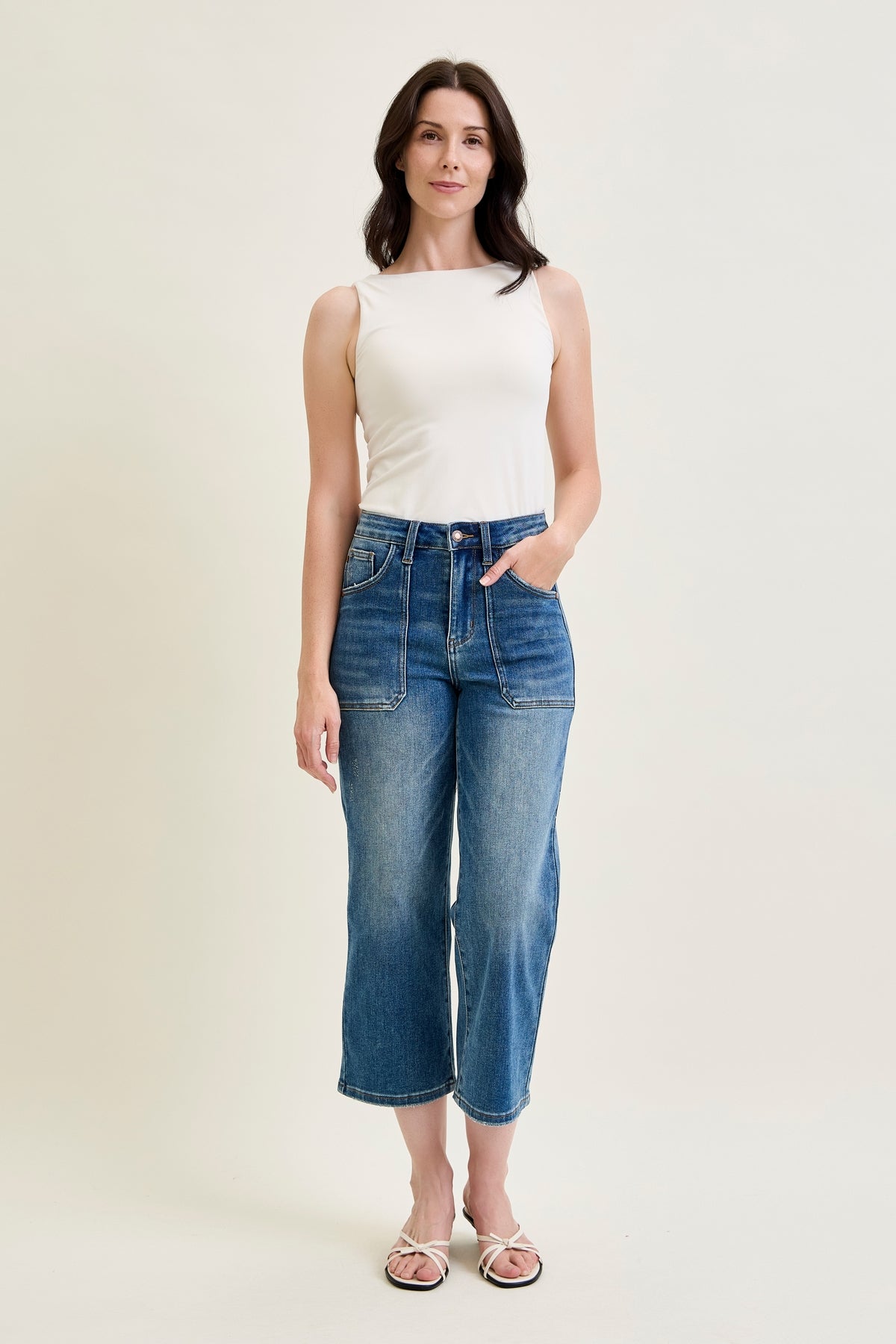 Georgia High Rise Utility Pockets Cropped Wide Leg