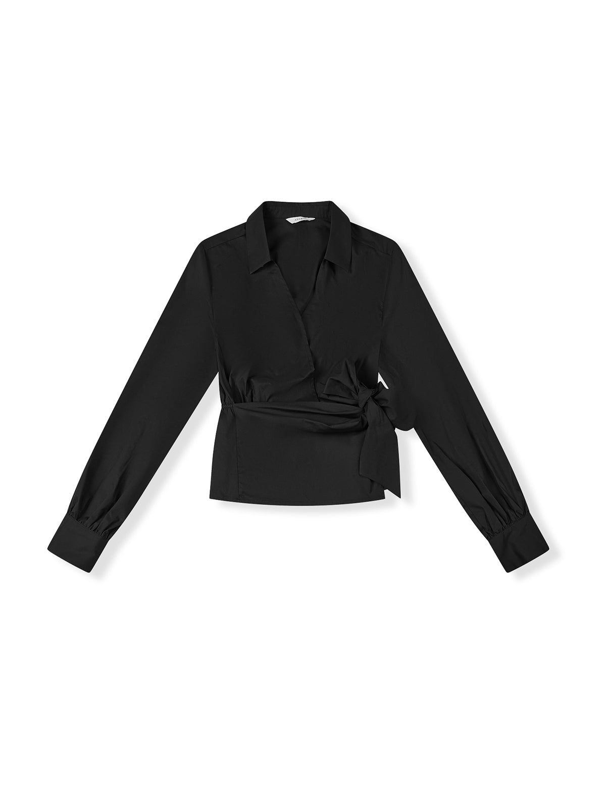ASOBIO Long-Sleeve Asymmetrical Wrap Drapey Shirt