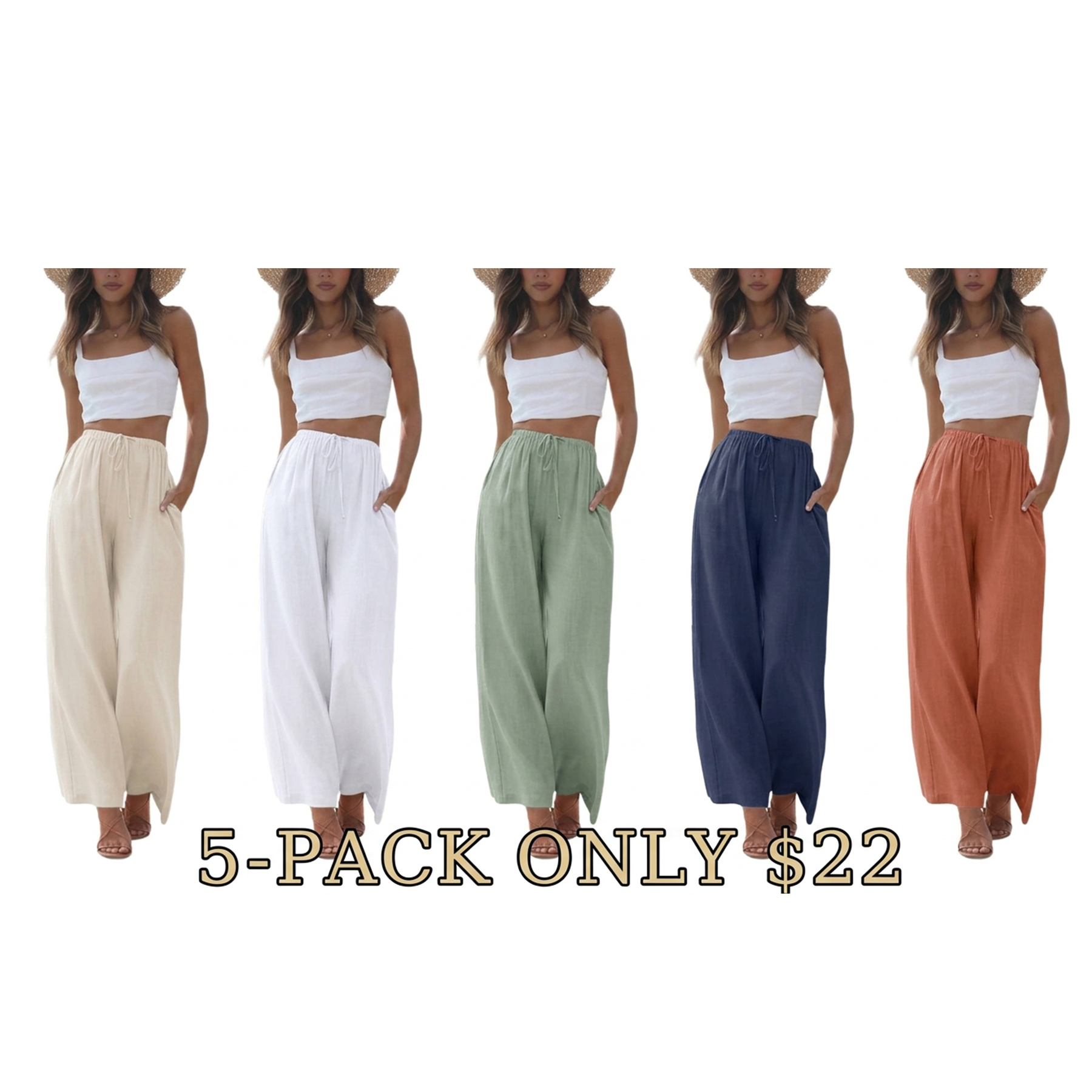 Women’s Linen Palazzo Pants – Flowy Wide-Leg Comfort
