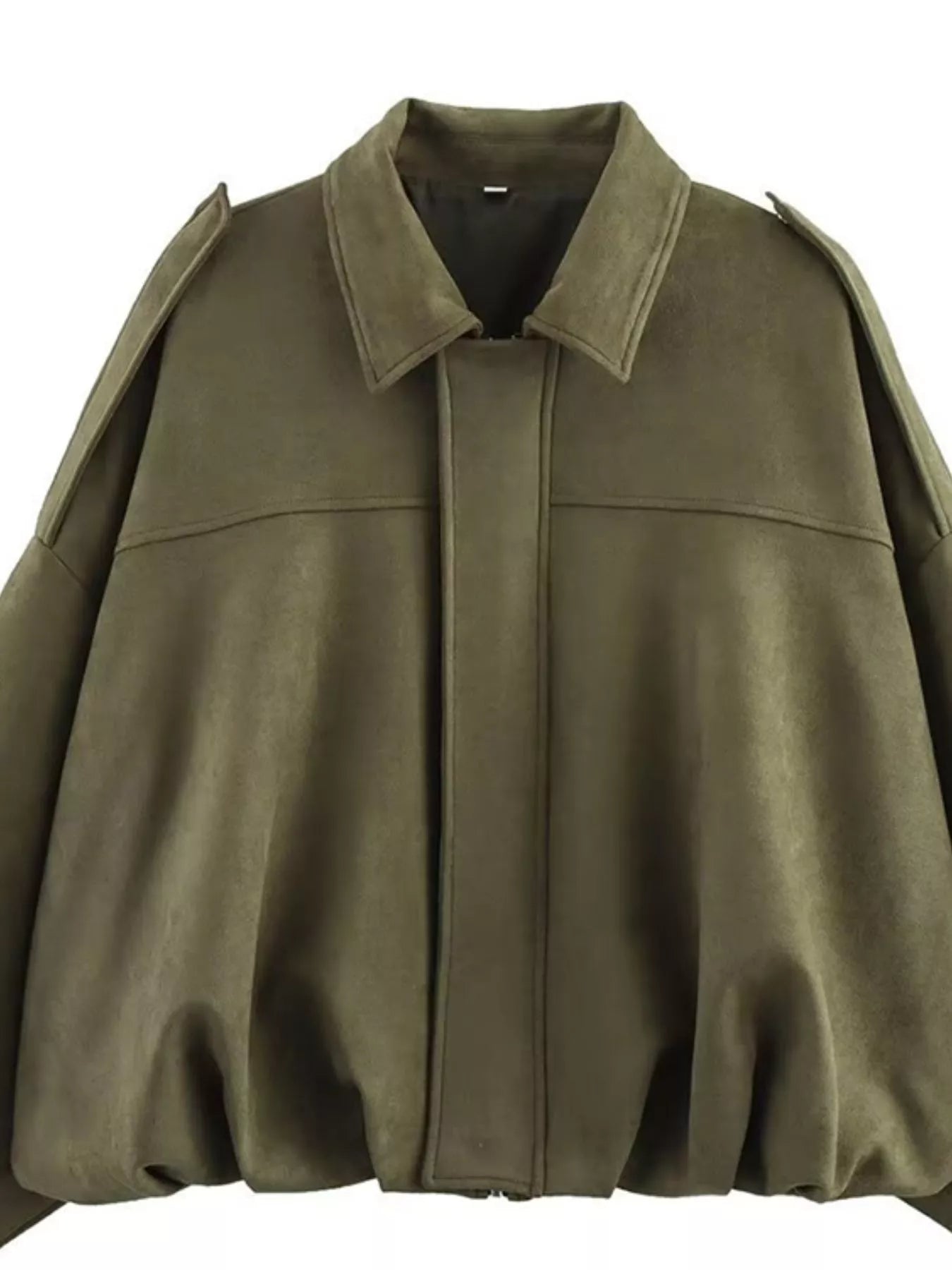 Collared Neck Dropped Shoulder Jacket