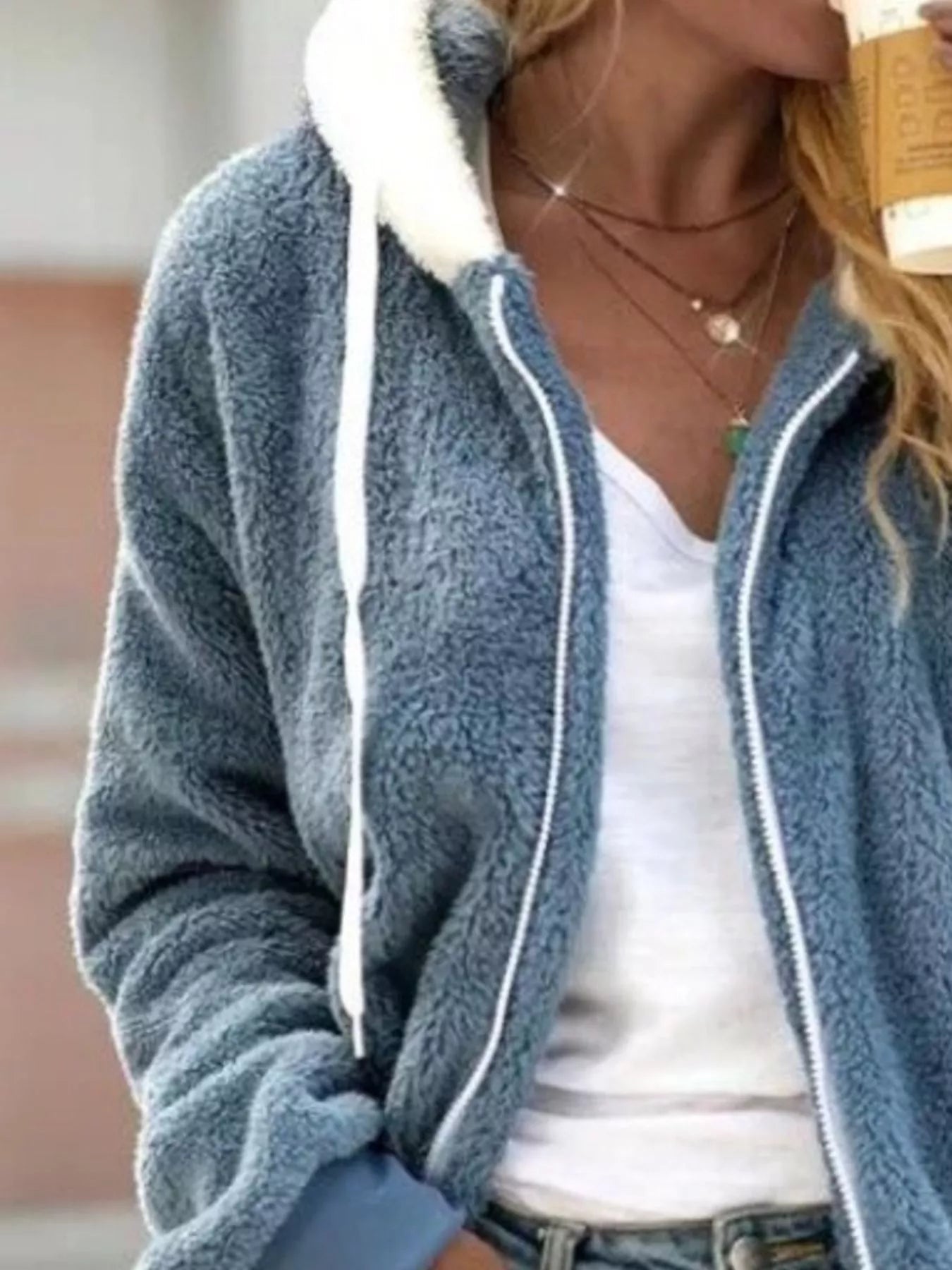 Full Size Cozy Fleece Zip-Up Hooded Jacket Plus Size