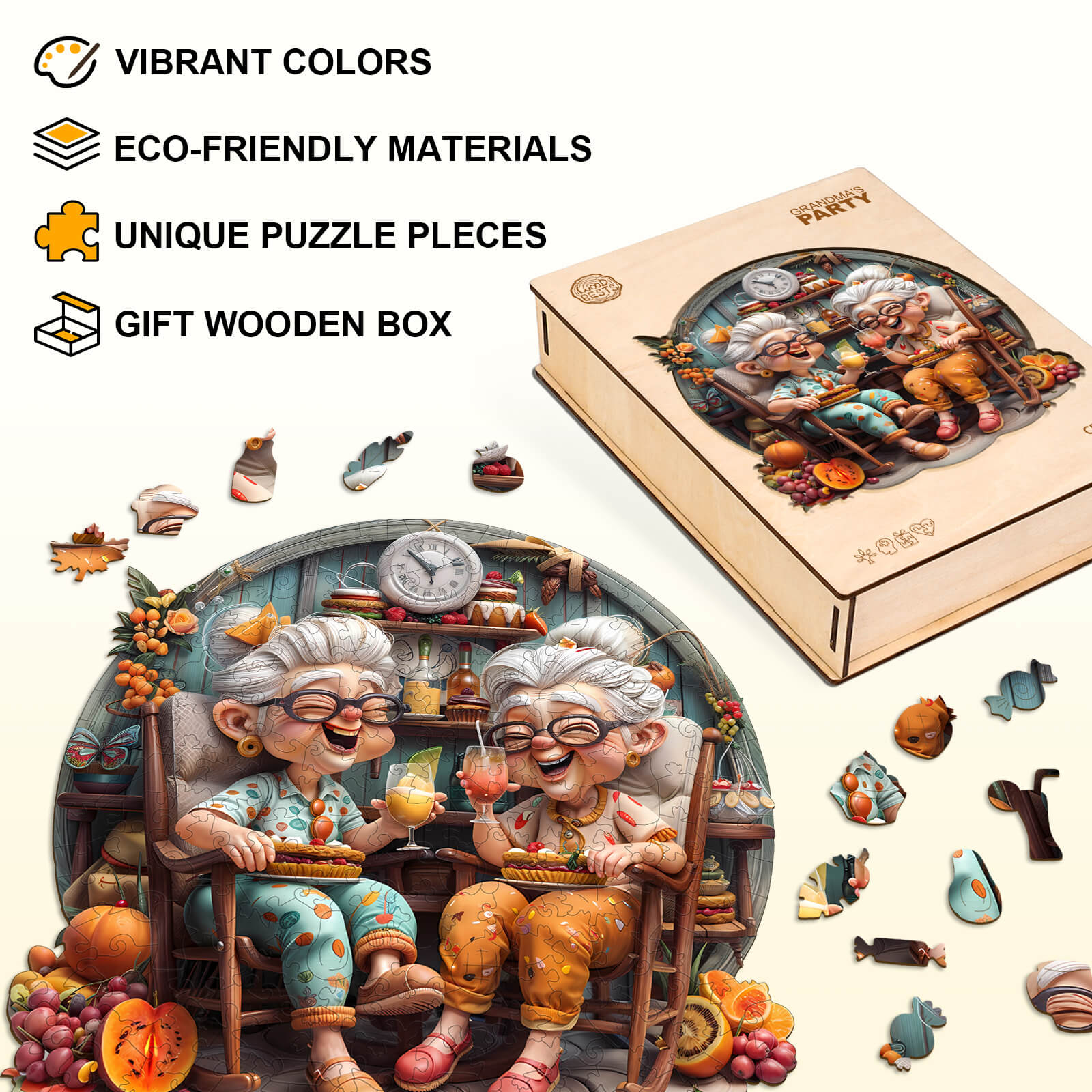 Grandma's Party  Wooden Jigsaw Puzzle