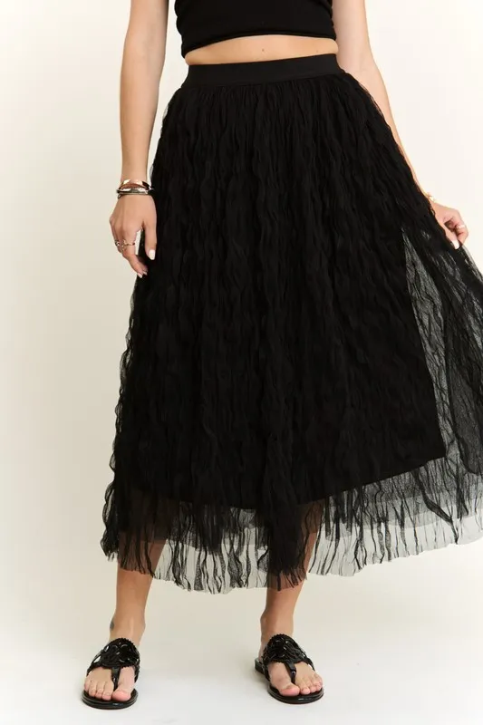 Elastic Waist Cloud Fluffy Maxi Skirt