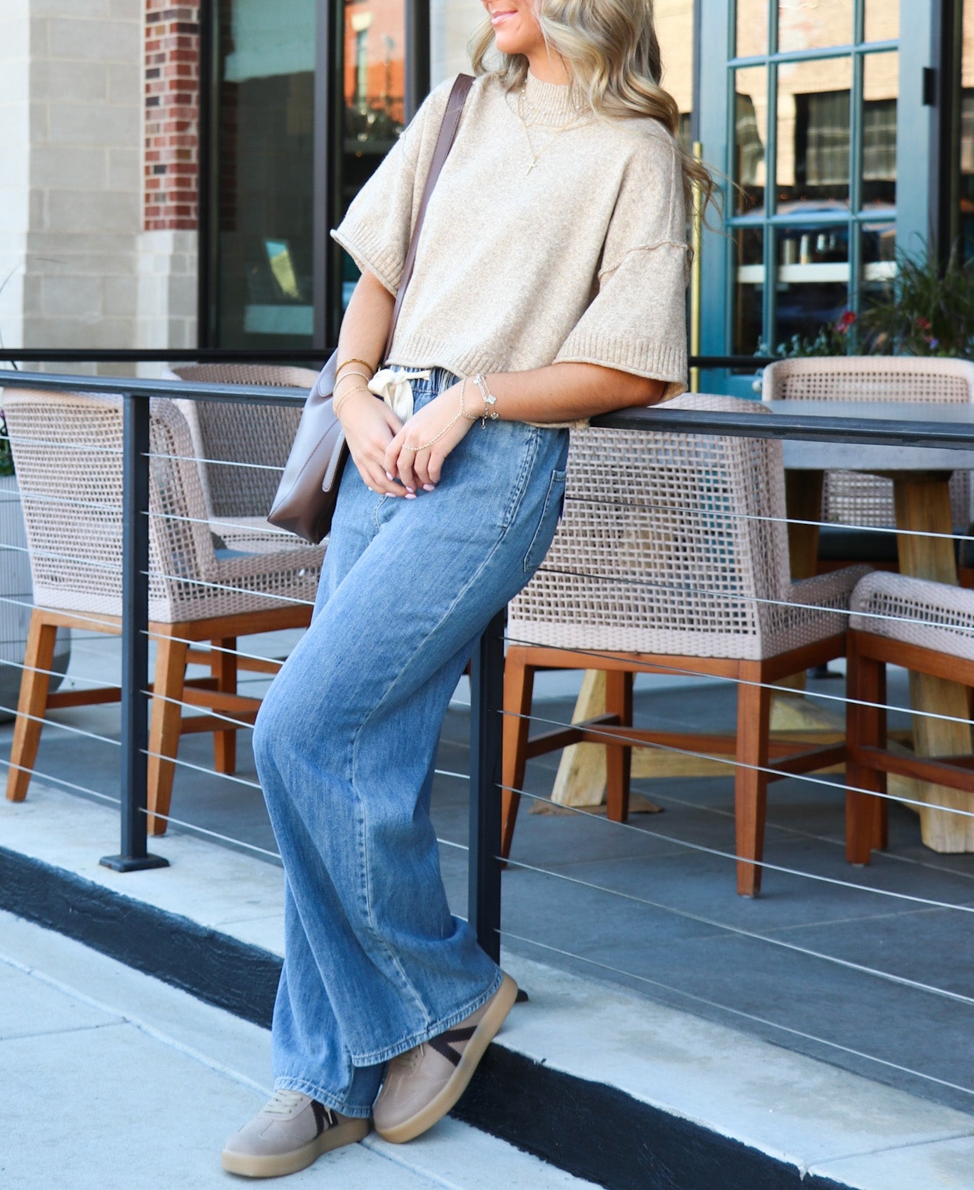 Luxe Leisure Drawstring Elastic Waist Denim Pants