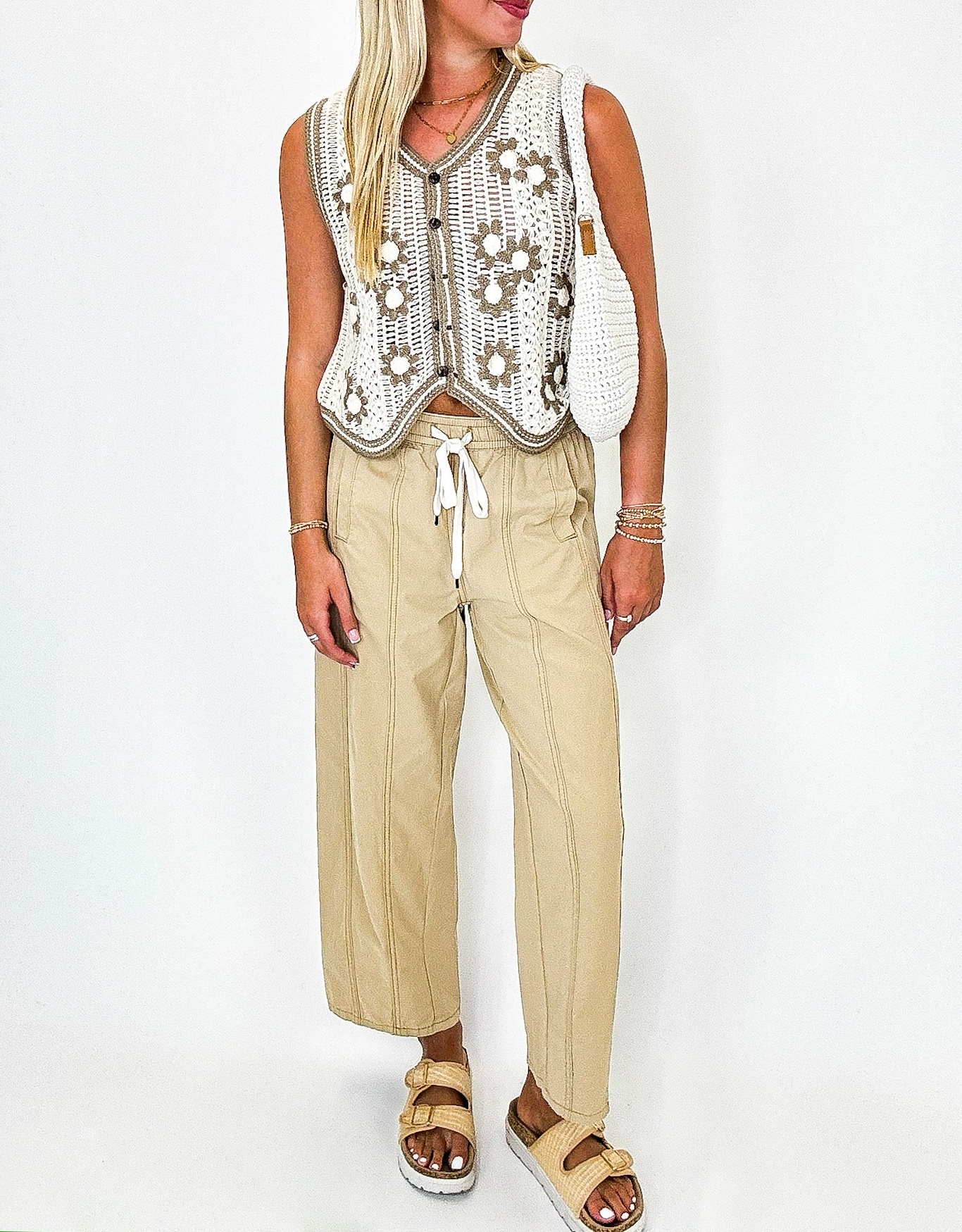 Knotline Tie Waist Elastic Pants