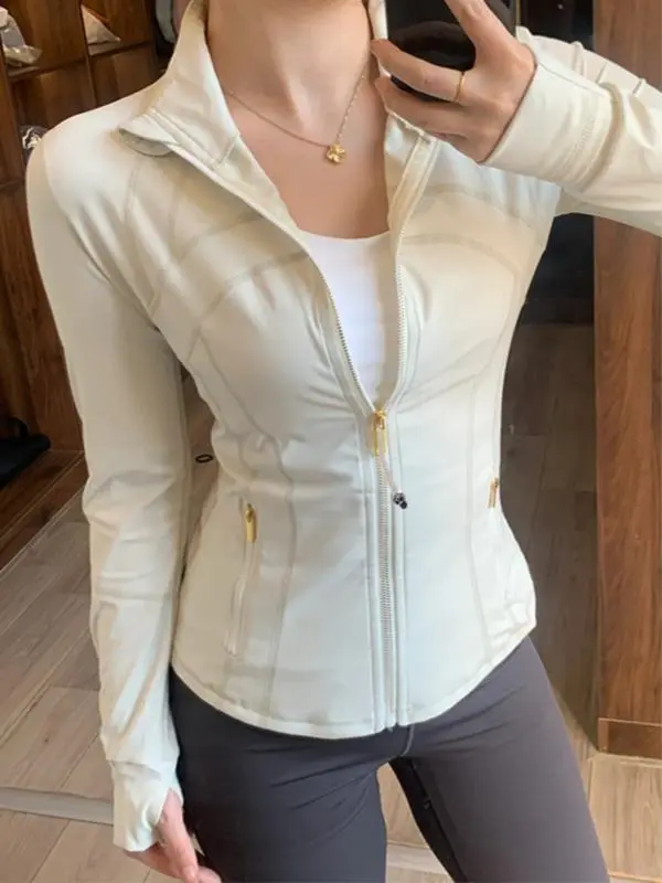 Yoga suit women's yoga jacket, sports stand up collar jacket, fitness slim fit and slimming top