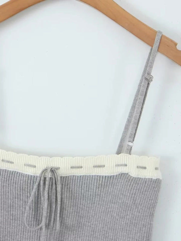 Lapel Long-Sleeved Jacket Spaghetti Strap Pleated Mini Skirt