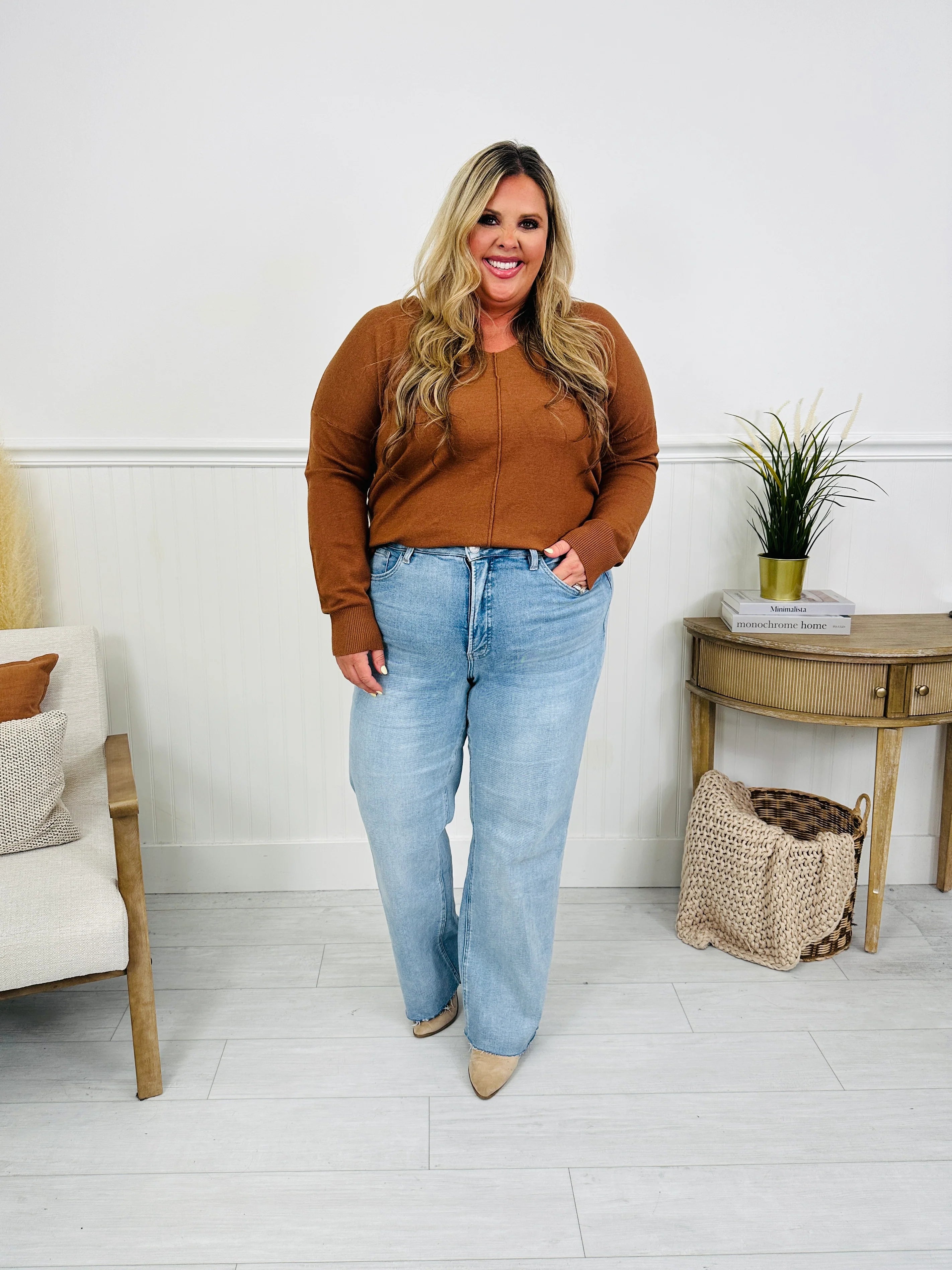 Feeling Brand New Slim Wide Leg Tummy Control Jeans