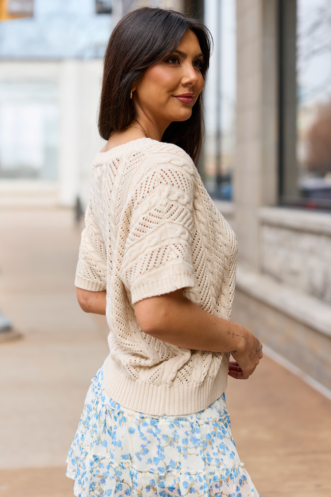 Sophia Short Sleeve Cable Knit Cardigan