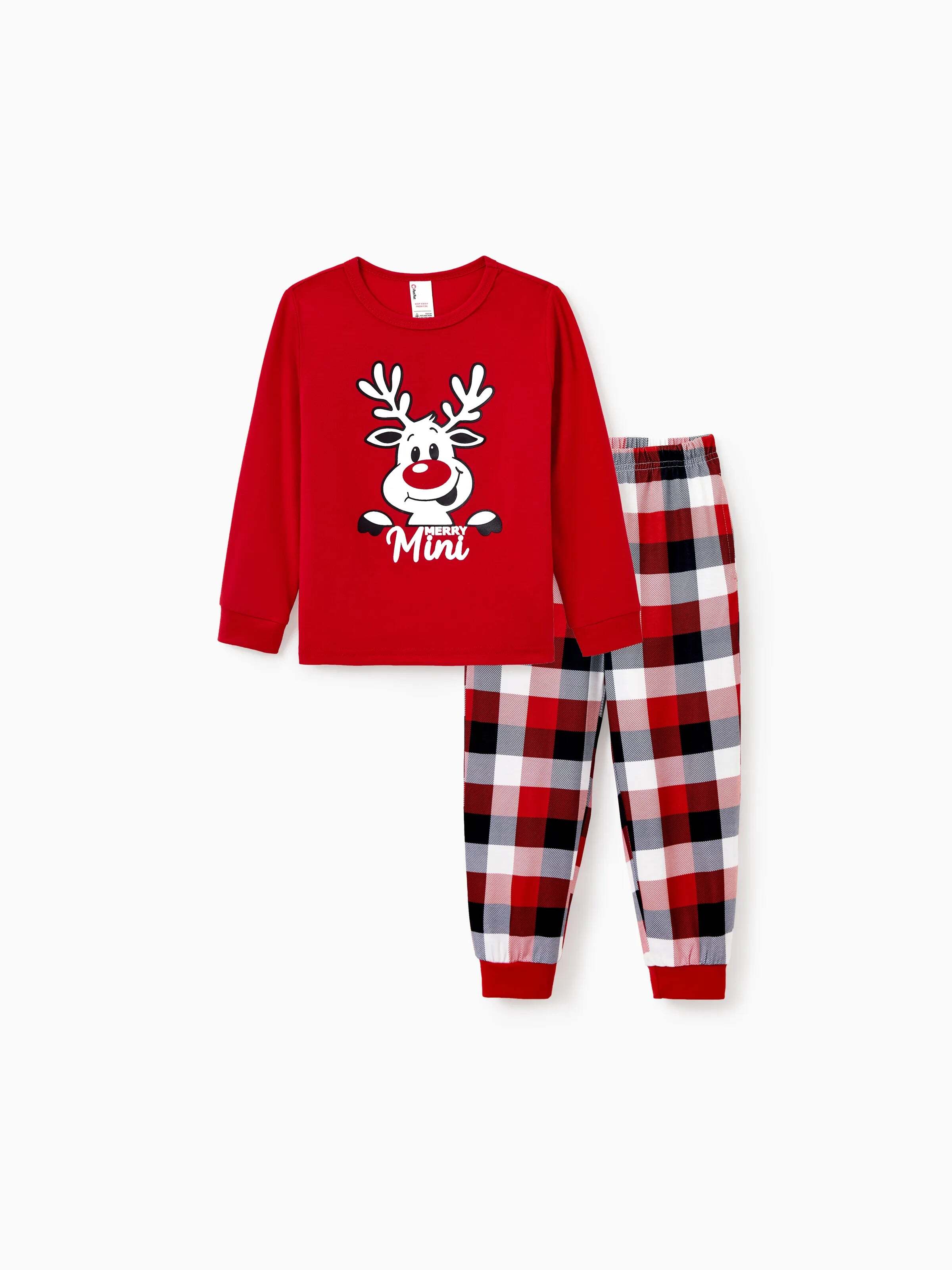 Christmas Matching Family Pajamas Set Glow In The Dark Reindeer Print PJS with Christmas Socks Red