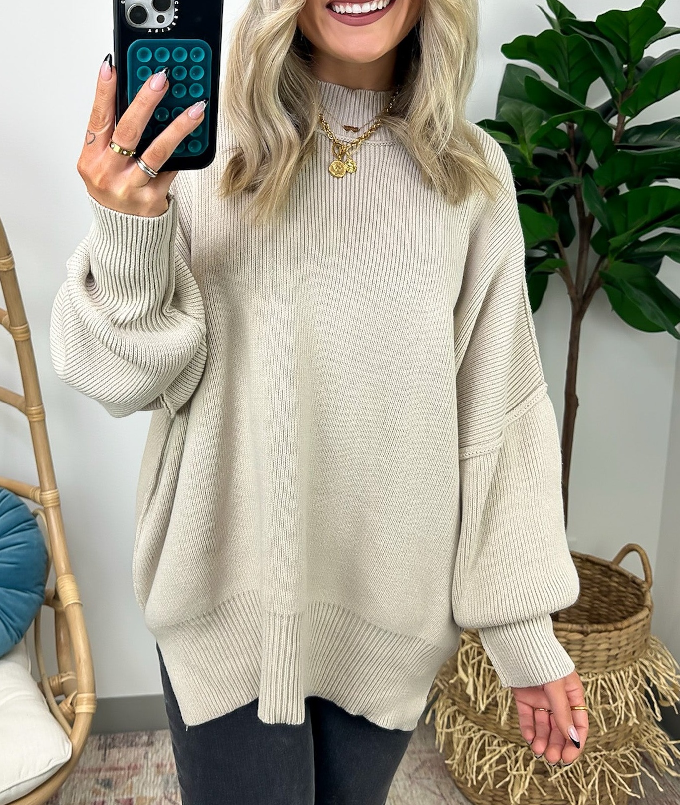 Simple Street Side Slit Oversized Sweater - BACK IN STOCK