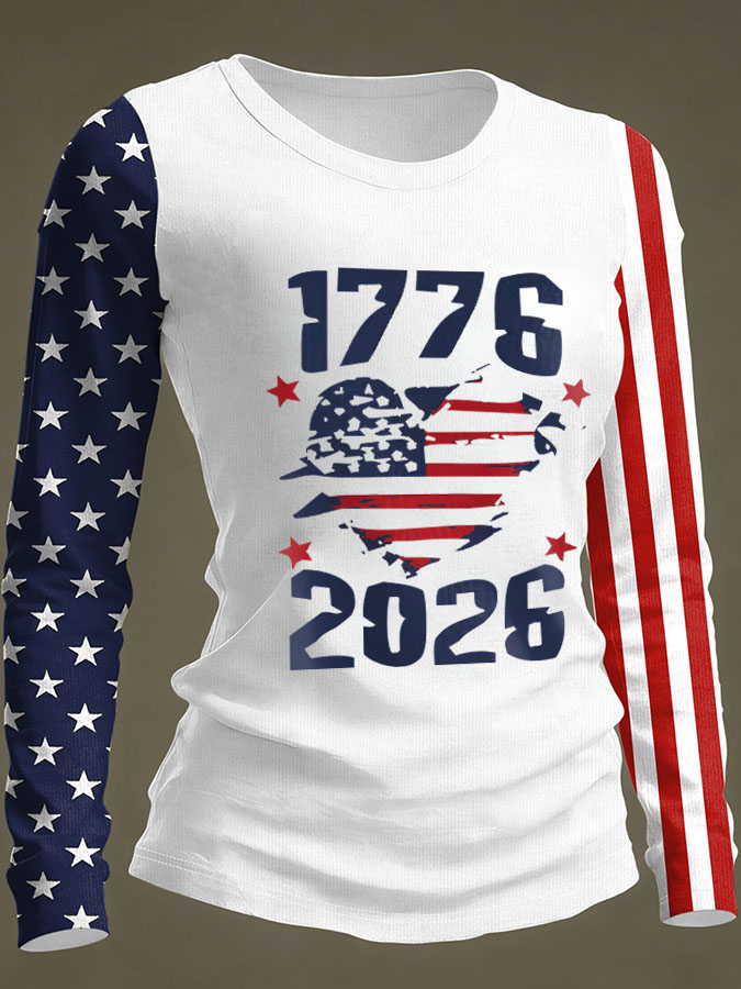 Women'S Independence Day 250Th Anniversary Printed Long Sleeve T-Shirt