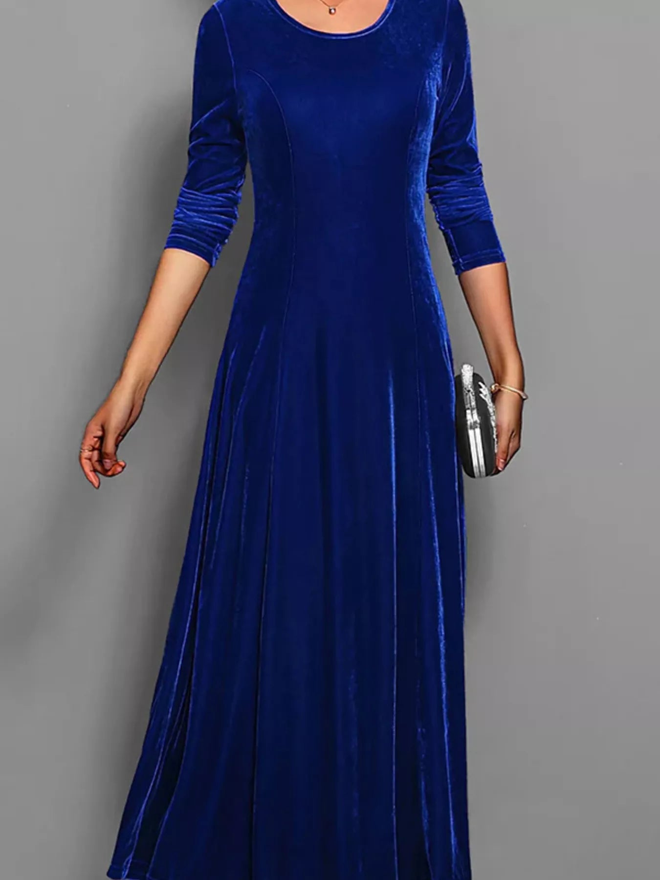 Velvet Long Sleeve A-Line Dress