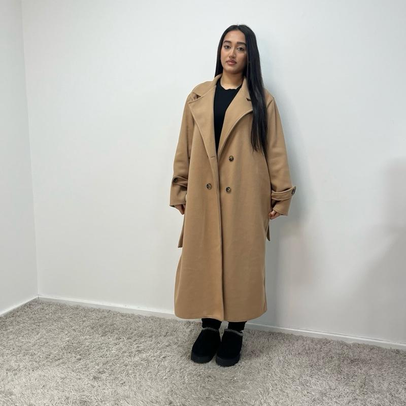 Womens Trench Belted Buttoned Coat