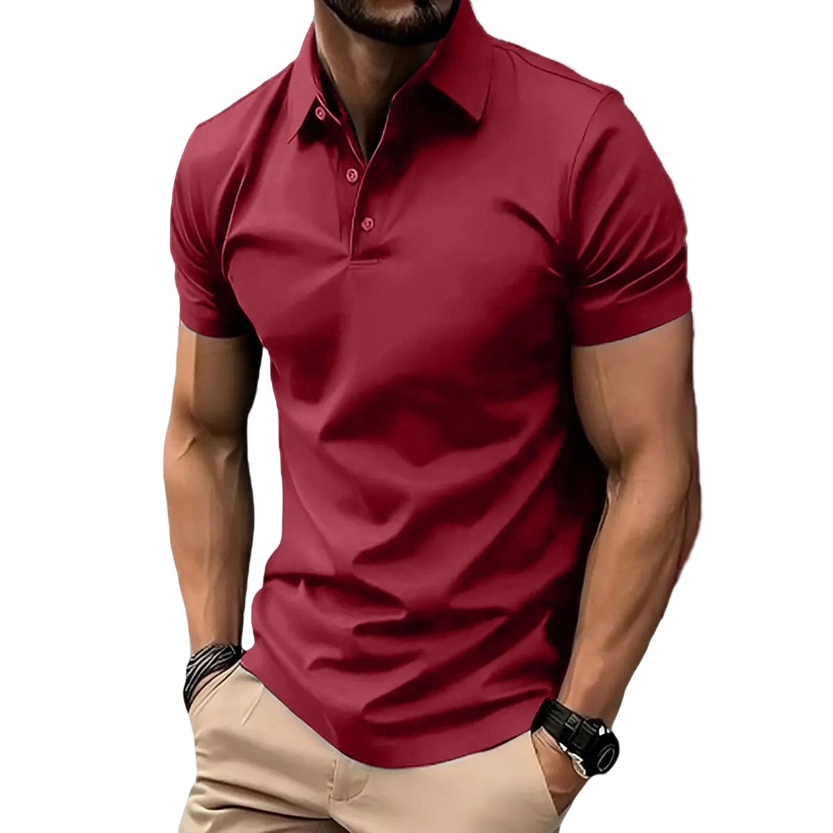 Men's Casual Solid Color Polo Shirt - 100% Polyester 150 GSM, Versatile for Golf, Bowling & Summer Business