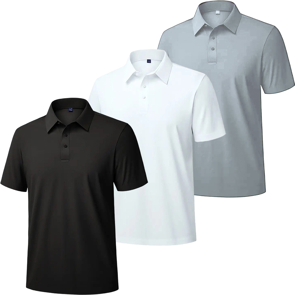Men's Pique Polo Shirt Dry Fit Golf Shirts Short Sleeve Moisture Wicking Slightly Stretchy Casual Business Wear