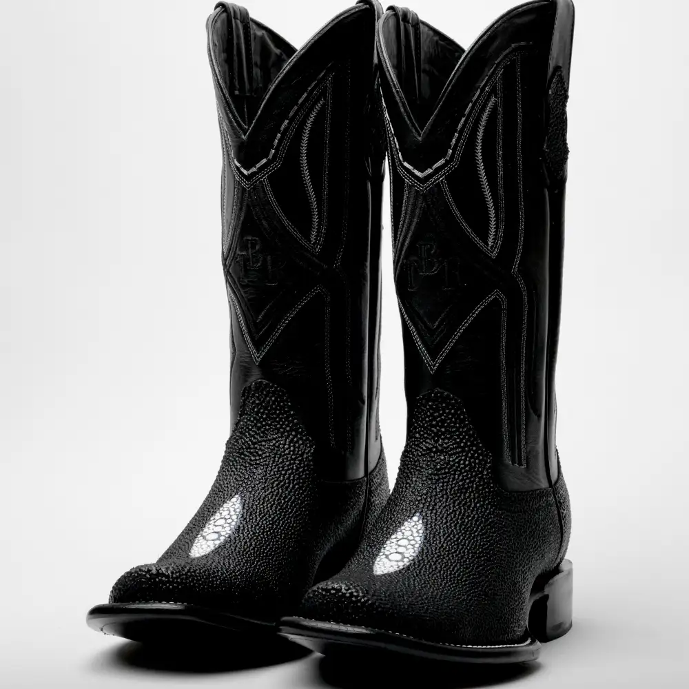 Black Stingray Leather Boots - Cutter Toe