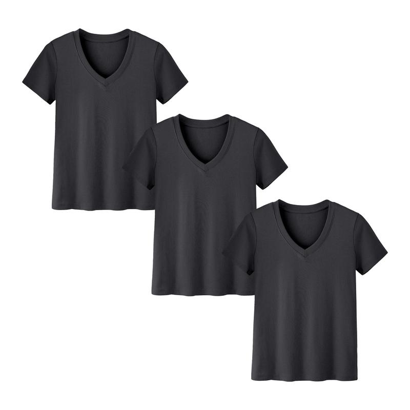 Plus Size Women’s V-Neck T-Shirts – Lightweight Breathable Casual Tops for Summer