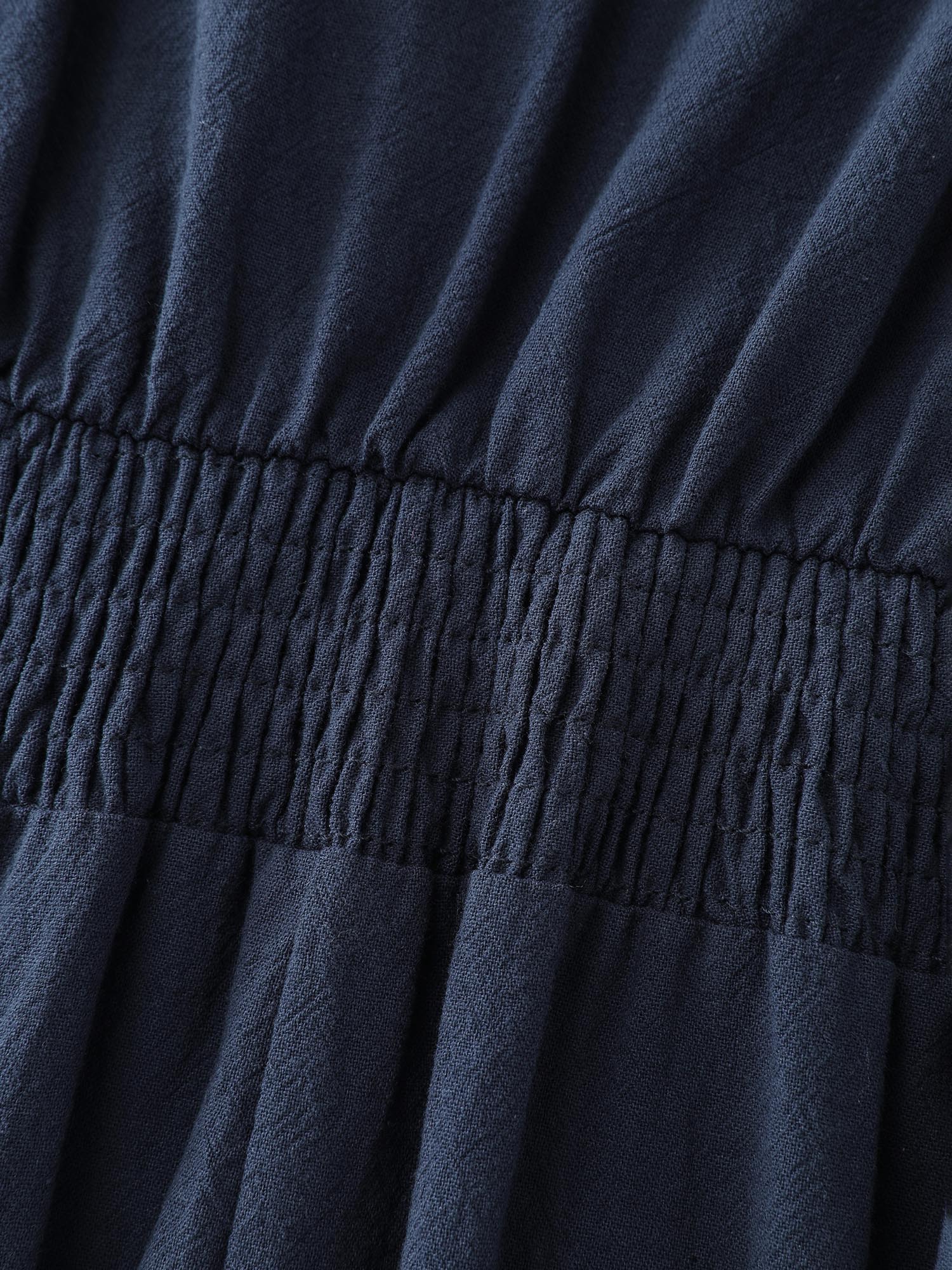 Pure Cotton Cross-Tie Neckline Midi Dress