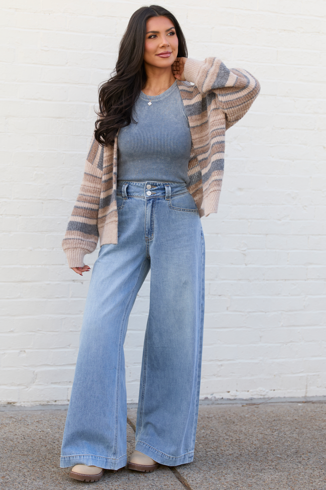 Back To Square One Acid Washed Ribbed High Neck Tank