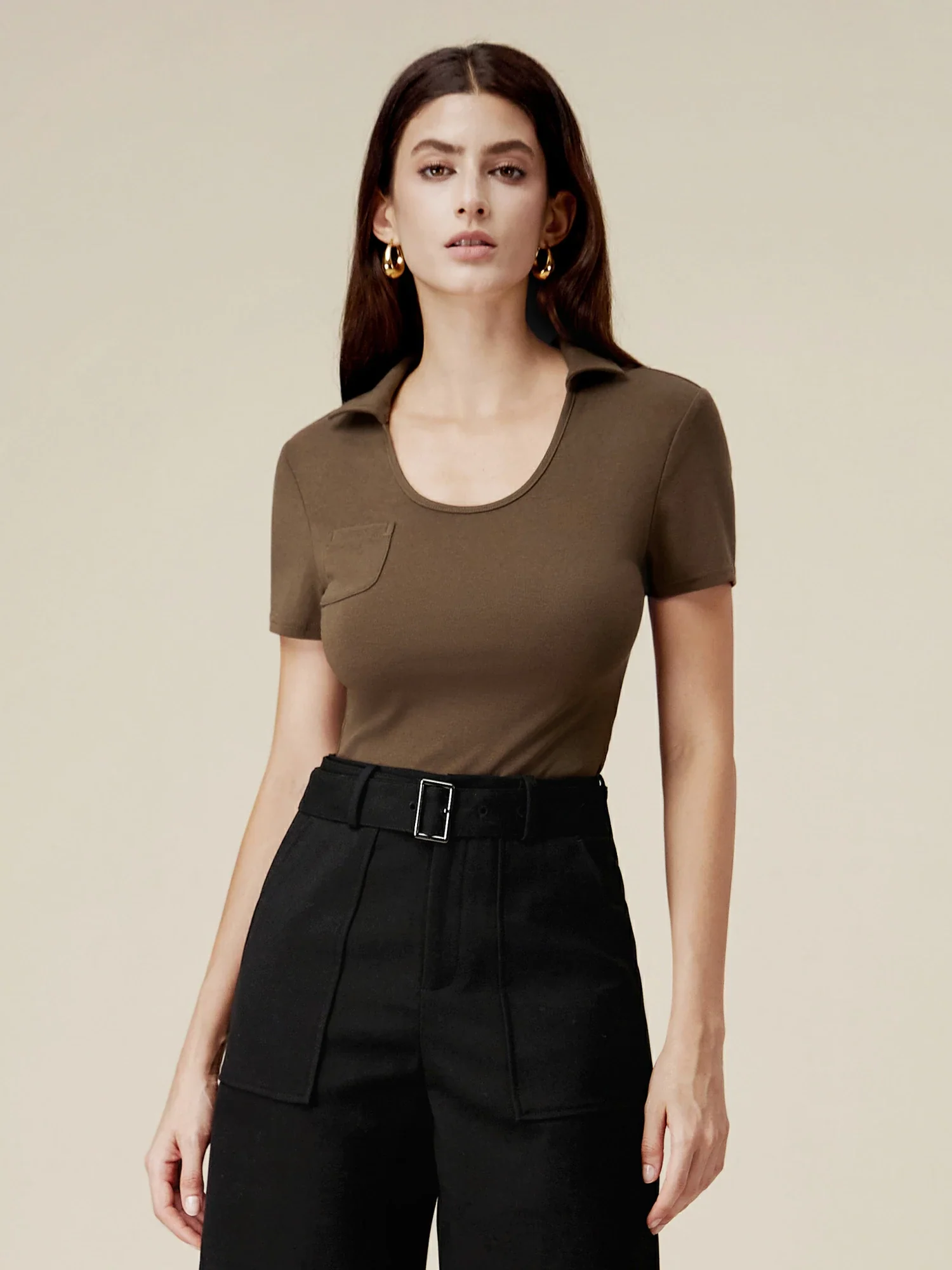 Cotton Slim Fit Rib Knit Top